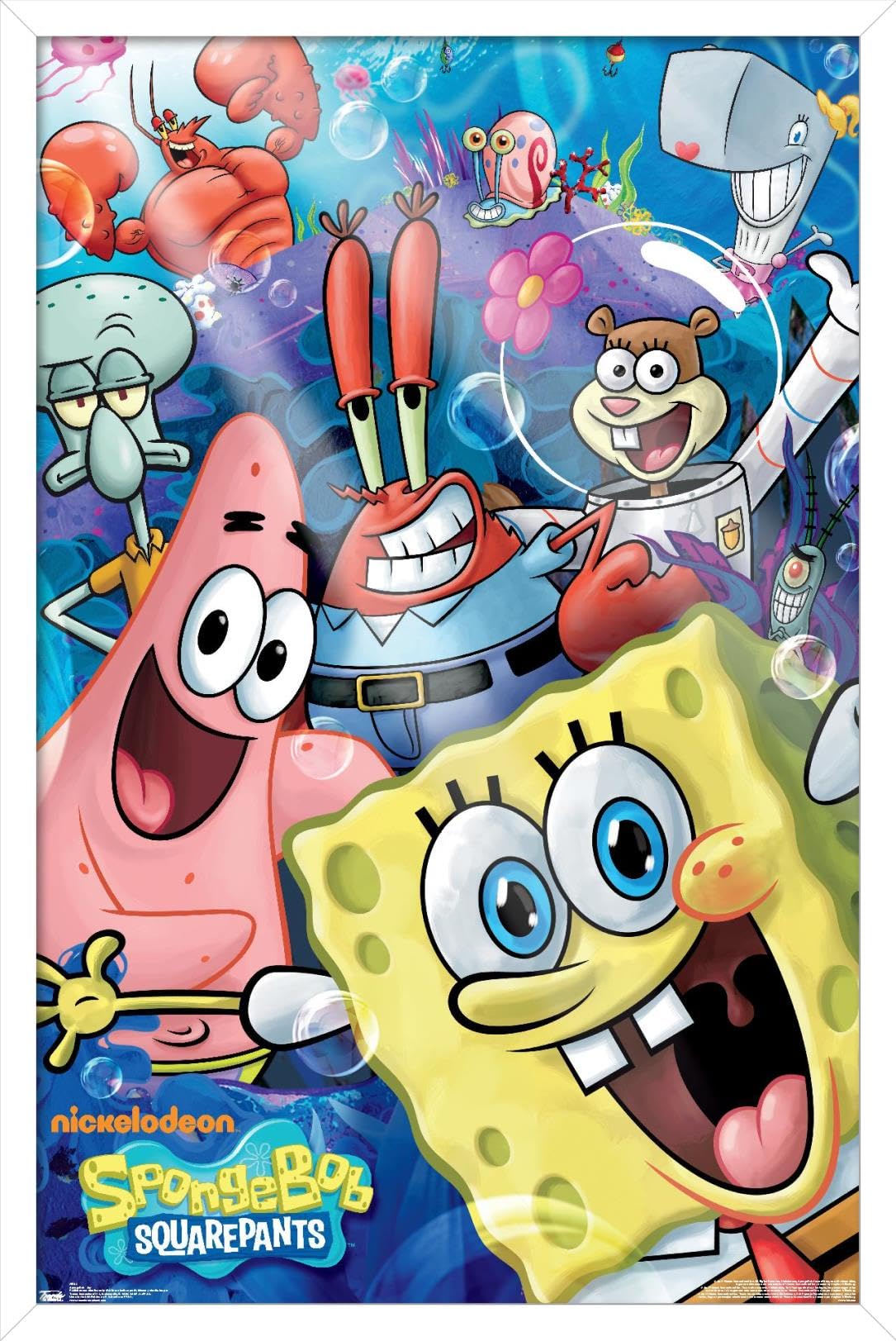Trends International Nickelodeon SpongeBob SquarePants Wall Poster - 14.725 x 22.375 Inches, White Framed Version - Perfect for Kids' Room Decor, Classroom, or Playroom