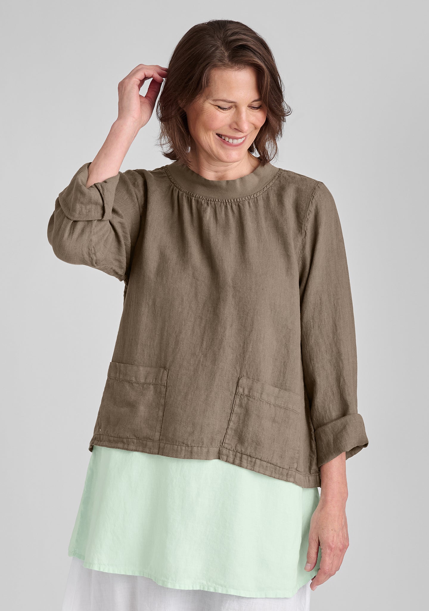 Women's Chelsea Pullover Long Sleeve Linen Shirt - Soft Breathable Casual Blouse for Spring & Summer Outfits