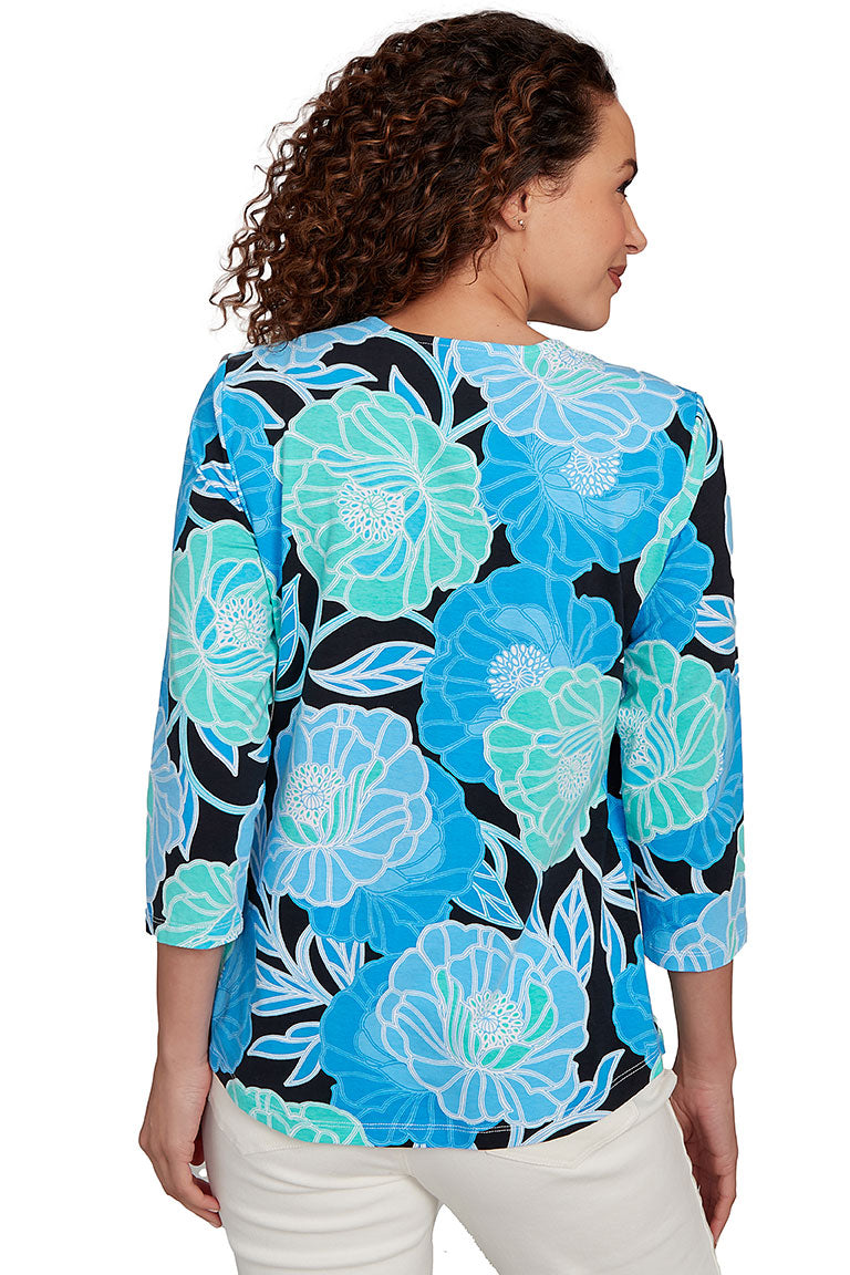 Prints Charming Lagoon Envelope Neck Top - Floral Print Women's Blouse for Casual Wear & Summer Outfits