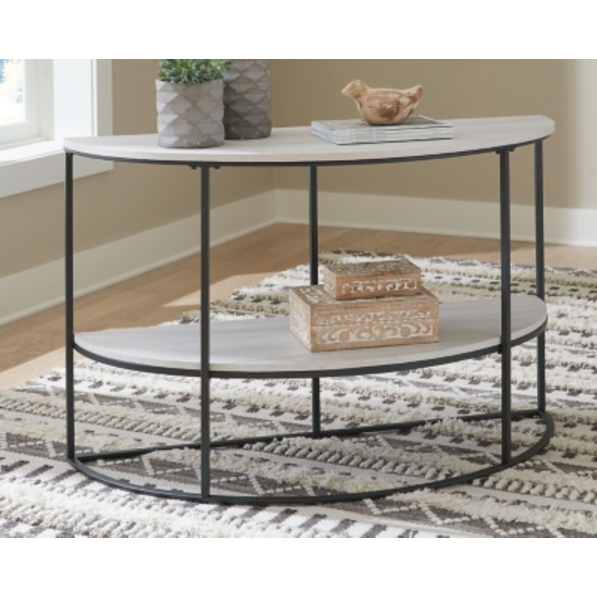 Bayflynn Sofa Table - Whitewash Finish, Modern Console Table for Living Room, Entryway, or Behind Couch - Perfect for Home Decor & Storage