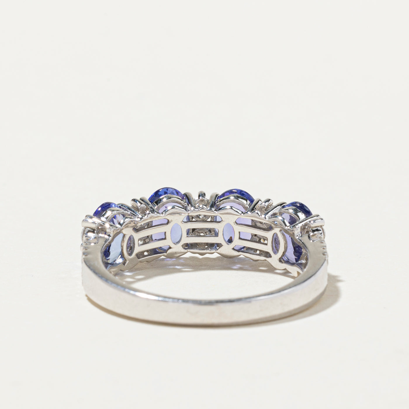 Exquisite 3.51ctw Four Stone Tanzanite & Diamond Ring (0.61ctw Diamonds) - Size 10.25 | Elegant Jewelry for Weddings, Anniversaries & Special Occasions