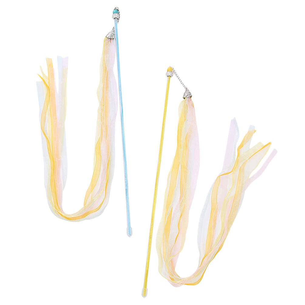 Balacoo 2-Pack Interactive Cat Toys - Feather Teaser Wands with Ribbon Tassels for Kittens & Adult Cats | Fun Teasing Sticks for Playtime, Exercise & Bonding | Perfect for Birthday Gifts & Indoor Play