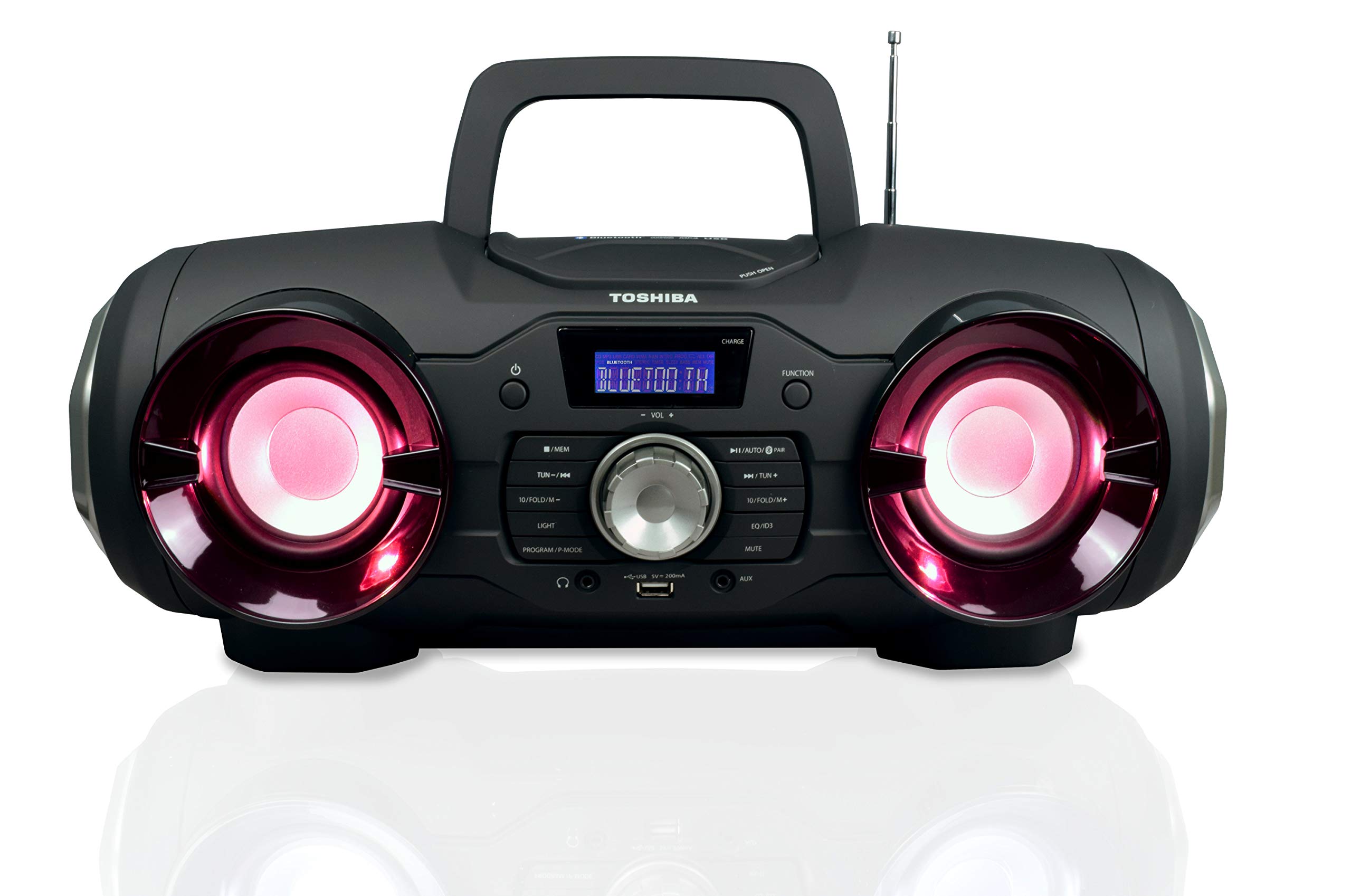 Toshiba TY-CWU510 Wireless Bluetooth Boombox Speaker - Portable CD Player with FM Radio, Remote Control, LED Lights & Powerful Bass - Perfect for Parties, Outdoor Gatherings & Home Entertainment