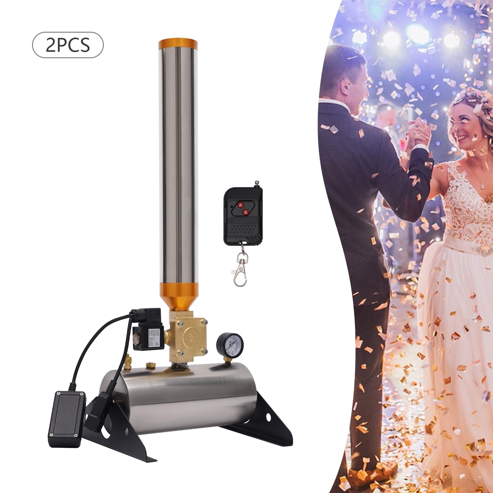 2PCS Wireless Remote Control Confetti Cannon Launcher Machine for Weddings, Parties & Stage Shows - Perfect for Birthday Celebrations, New Year's Eve & Special Events