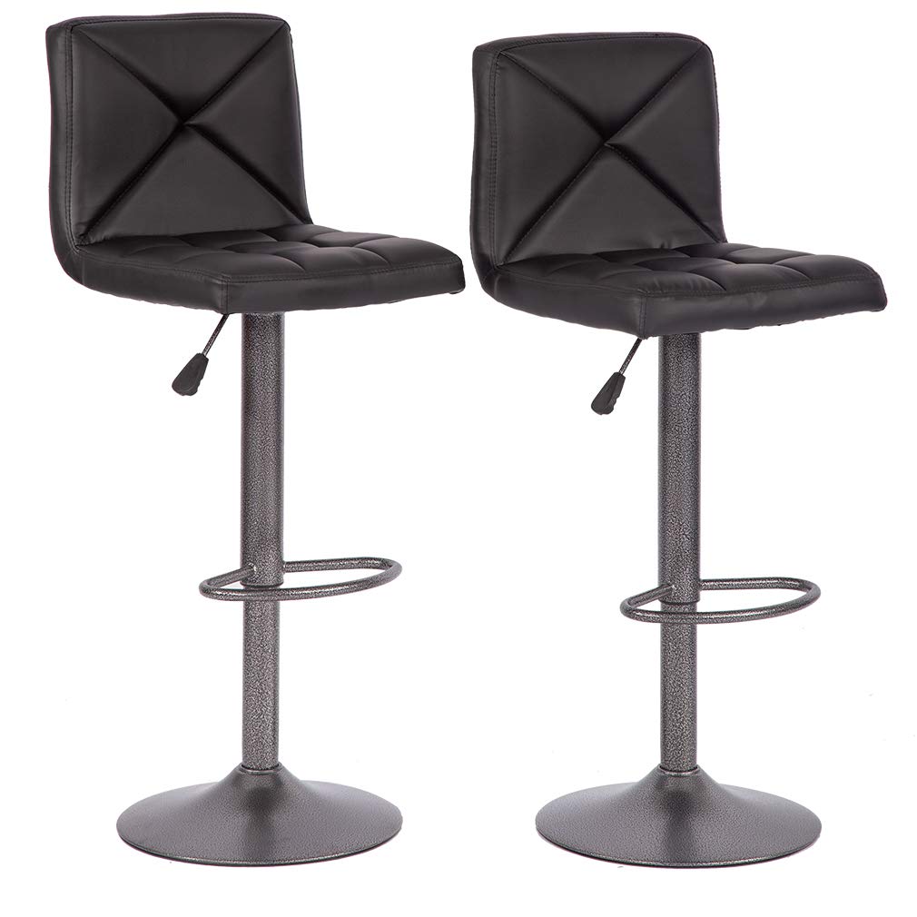 Best Adjustable Swivel Bar Stools with Back - Set of 2 PU Leather Counter Height Stools for Kitchen, Dining Room & Home Bar - Modern Office & Restaurant Seating Furniture