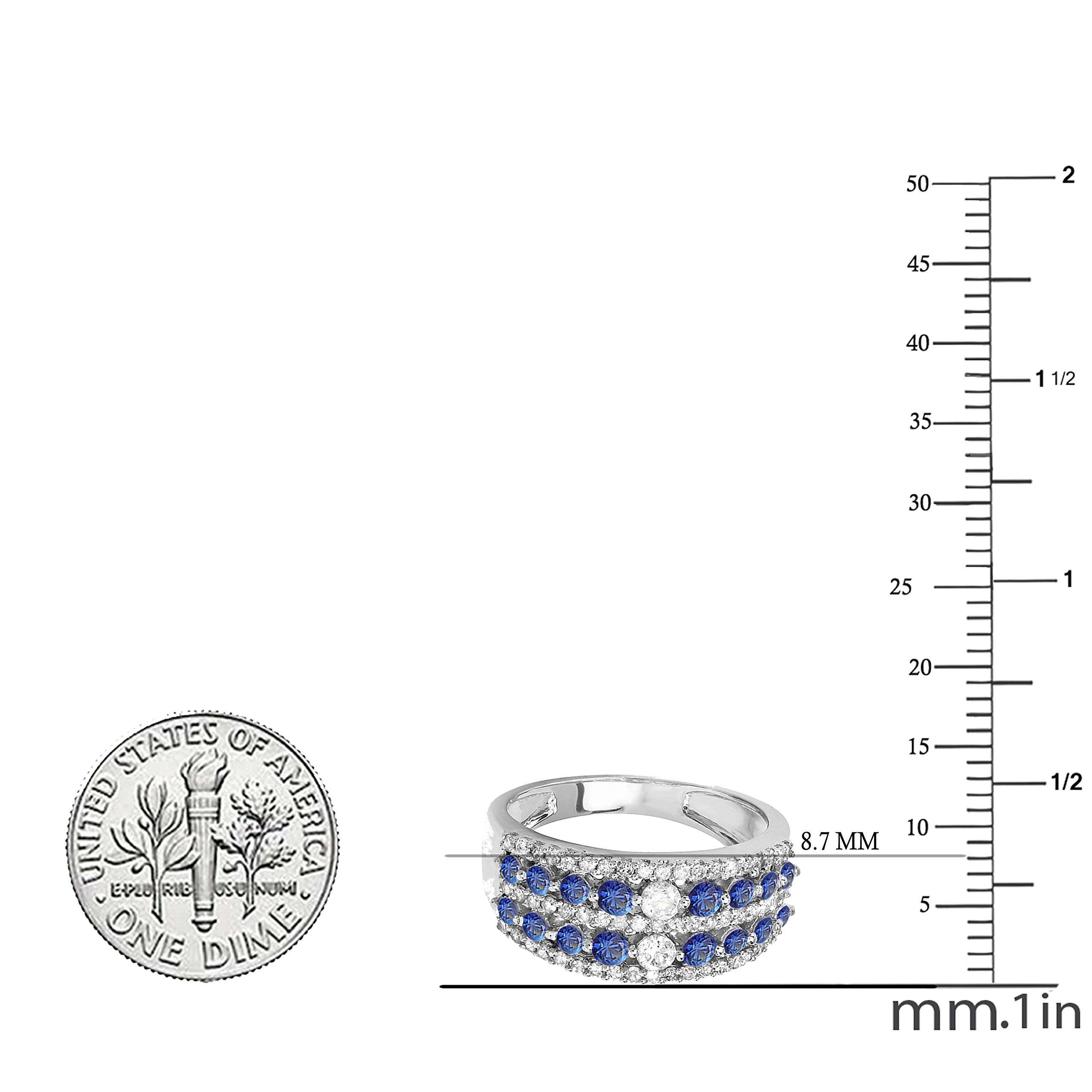 18K White Gold Round Blue Sapphire & Diamond Women's Wedding Band Ring - Anniversary Gift for Her, Perfect for Bridal Jewelry & Special Occasions