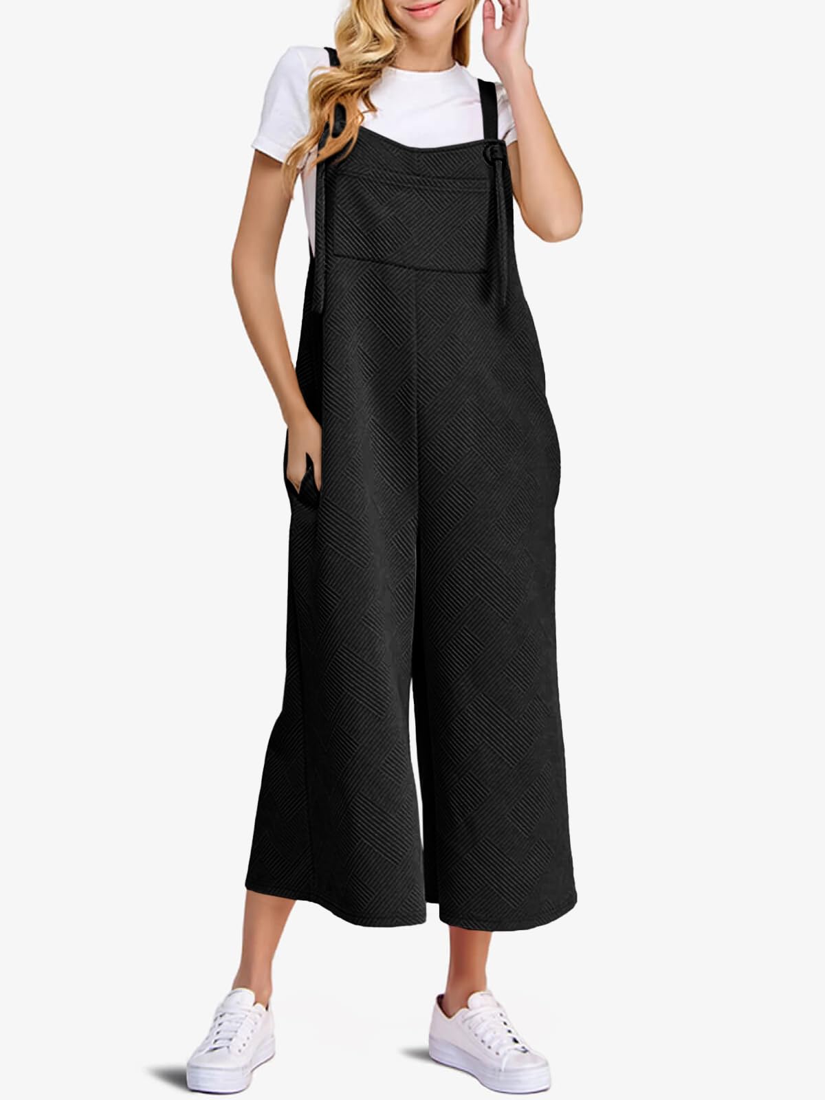 Women's Wide Leg Overalls Jumpsuit - Sleeveless Casual Romper with Adjustable Straps | Summer Loose Fit Denim Overalls for Women | Perfect for Outdoor Activities, Music Festivals & Casual Wear