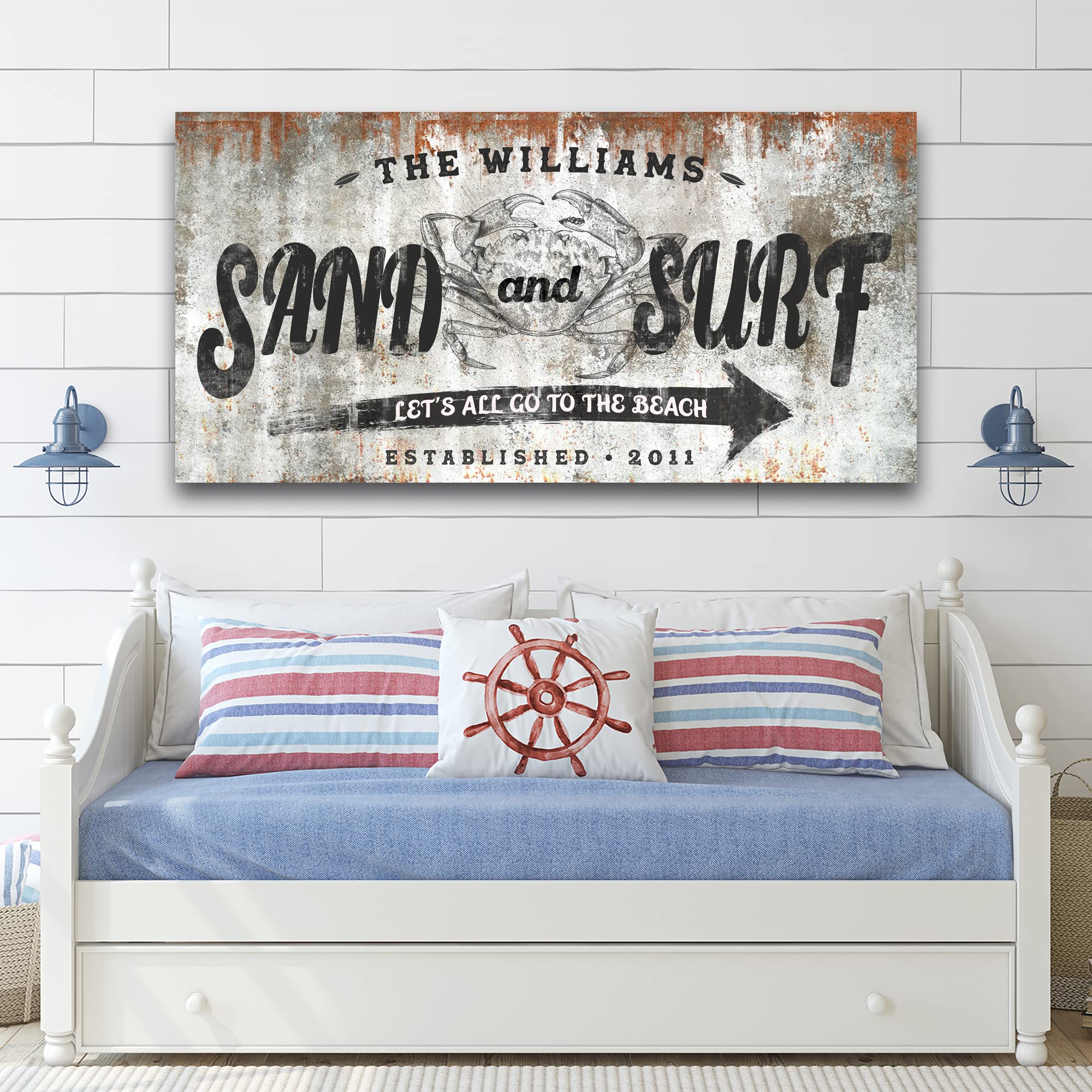 Personalized Coastal Beach Sign Wall Decor - Large 60