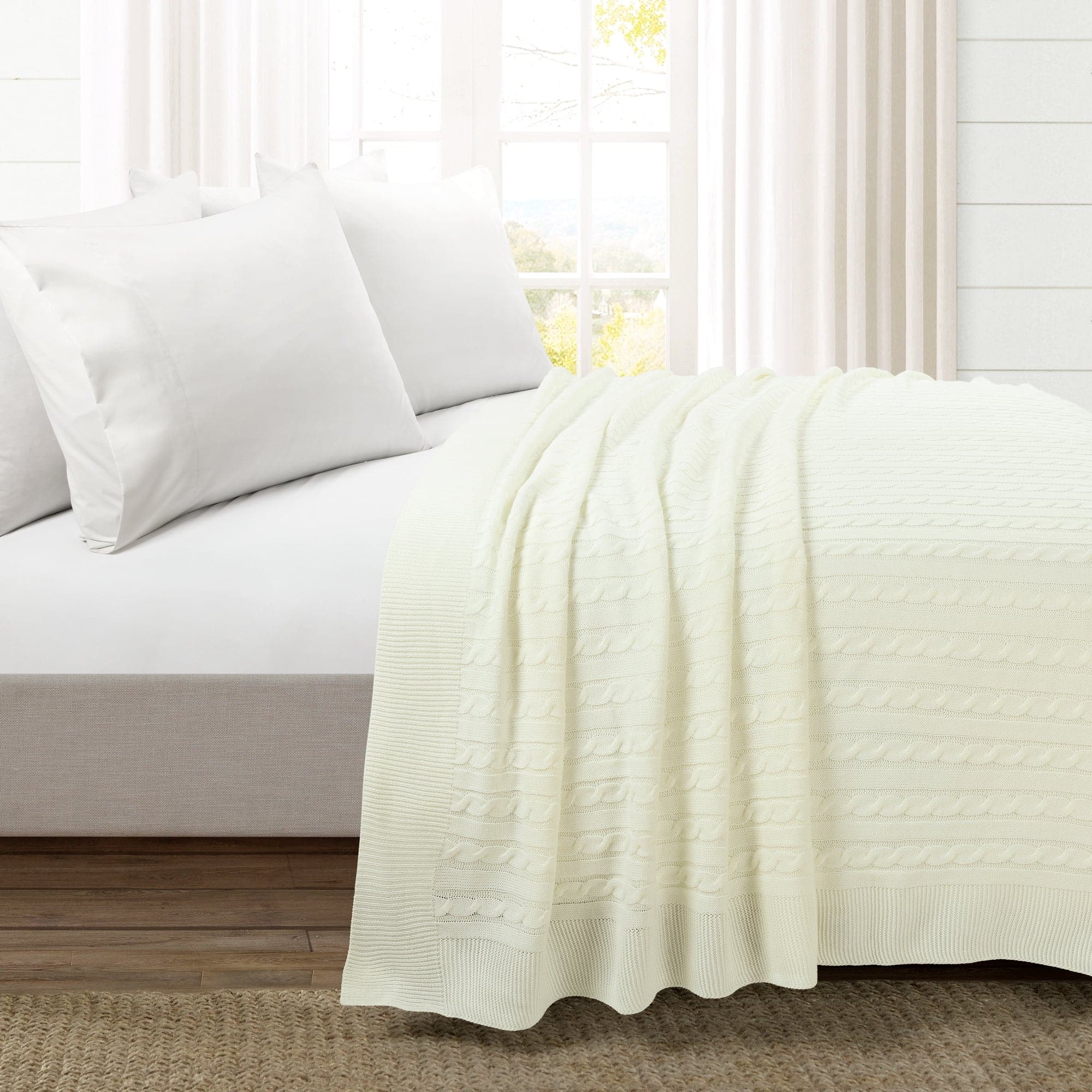 Soft Knitted Cable Blanket - Cozy & Warm Throw Coverlet for Bed, Sofa & Couch - Perfect for Winter Nights, Movie Time & Home Decor