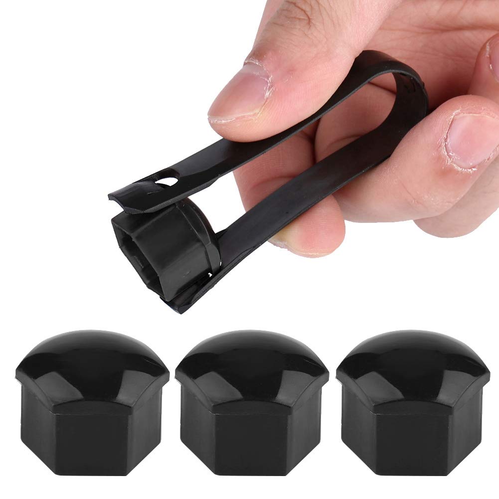 Acouto 20PCS 21mm Black Car Wheel Hub Nut Cover Screw Anti-Theft Caps - Universal Fit for Most Vehicles, Durable ABS Plastic, Easy Installation - Perfect for Car Detailing, Wheel Protection & Theft Prevention