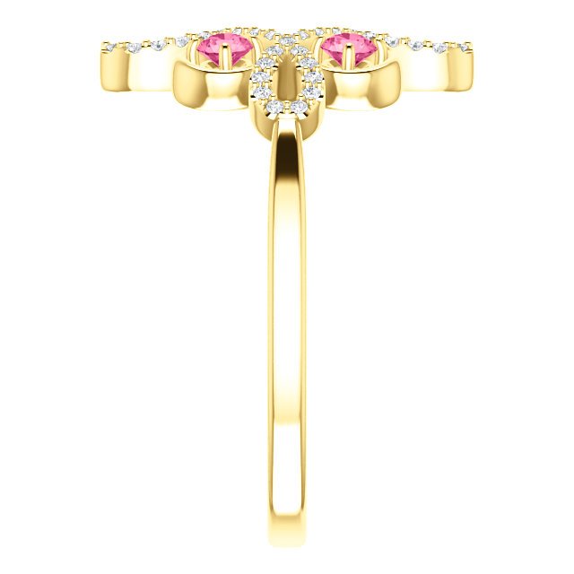 14K Gold Pink Tourmaline & Diamond Clover Ring - 0.32 CTW Pink Tourmaline & 1/6 CTW Diamond - Elegant Jewelry for Women, Perfect for Birthdays, Anniversaries & Special Occasions