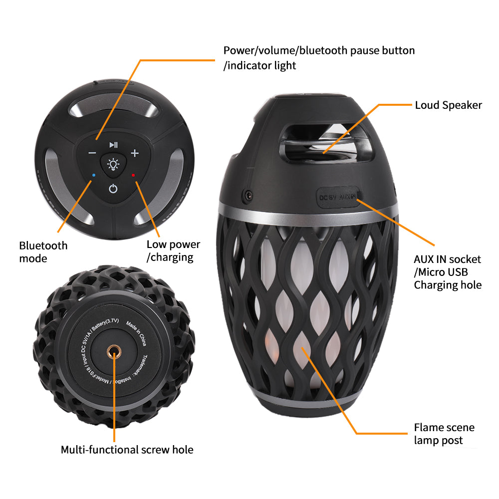 InstaBox FS18 Firestarter LED Flame Speaker - Bluetooth 4.2 Wireless Portable Speaker with Cool LED Flame Effects - Perfect for Camping, Parties & Outdoor Adventures