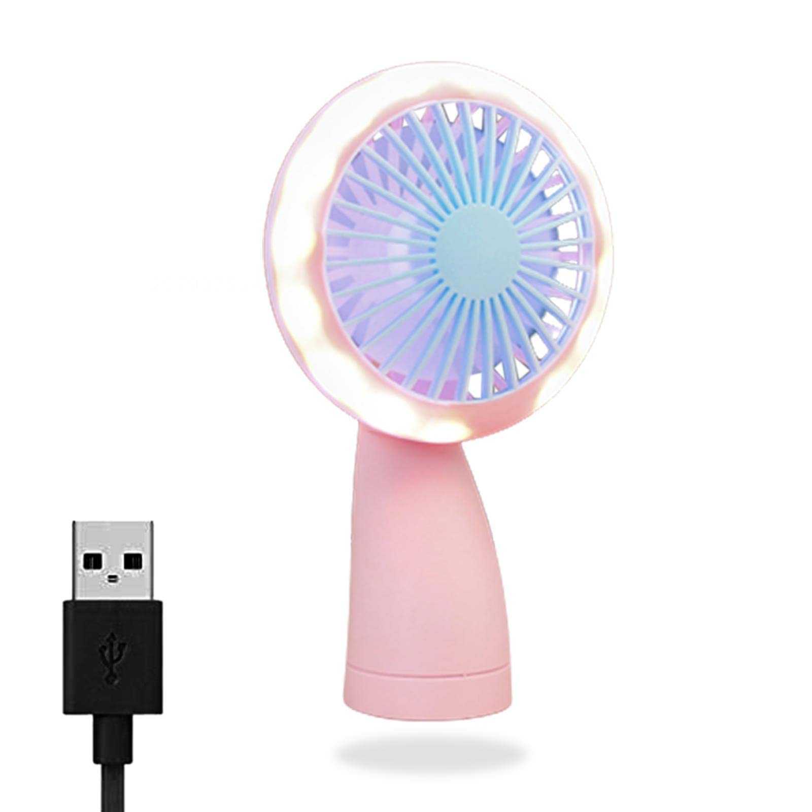 AMBAYZ Portable USB Rechargeable Handheld Fan with Nightlight - Mini Desktop Fan for Office, Travel, Camping, Outdoor Activities | Personal Cooling Fan for Home, Work, Gym & Summer Use