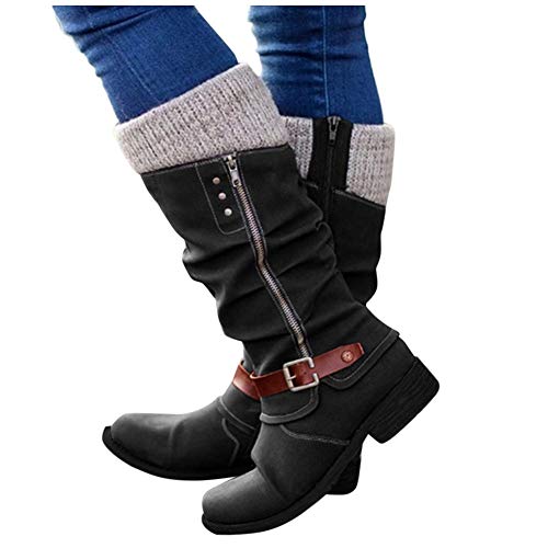 Waterproof Women's Combat Boots with Low Heel - Mid Calf Retro Military Style Booties for Hiking, Outdoor & Fashion Wear