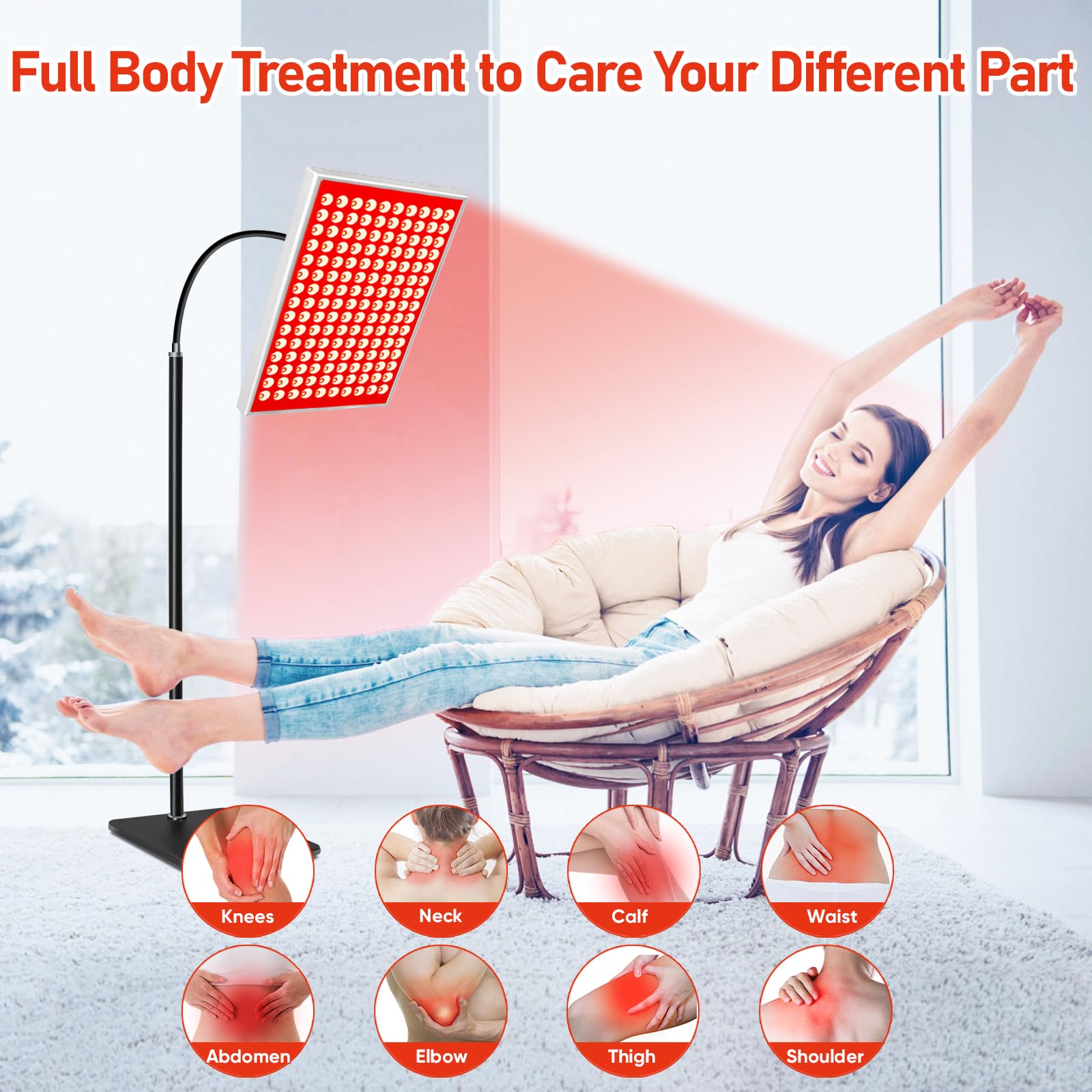 Red Light Therapy Lamp 660nm & 850nm Near Infrared - Adjustable LED Panel for Skin Care, Muscle Recovery & Pain Relief - Clinical Grade Home Device for Face, Back & Joint Pain Treatment - Perfect for Home Spa, Anti-Aging & Post-Workout Recovery