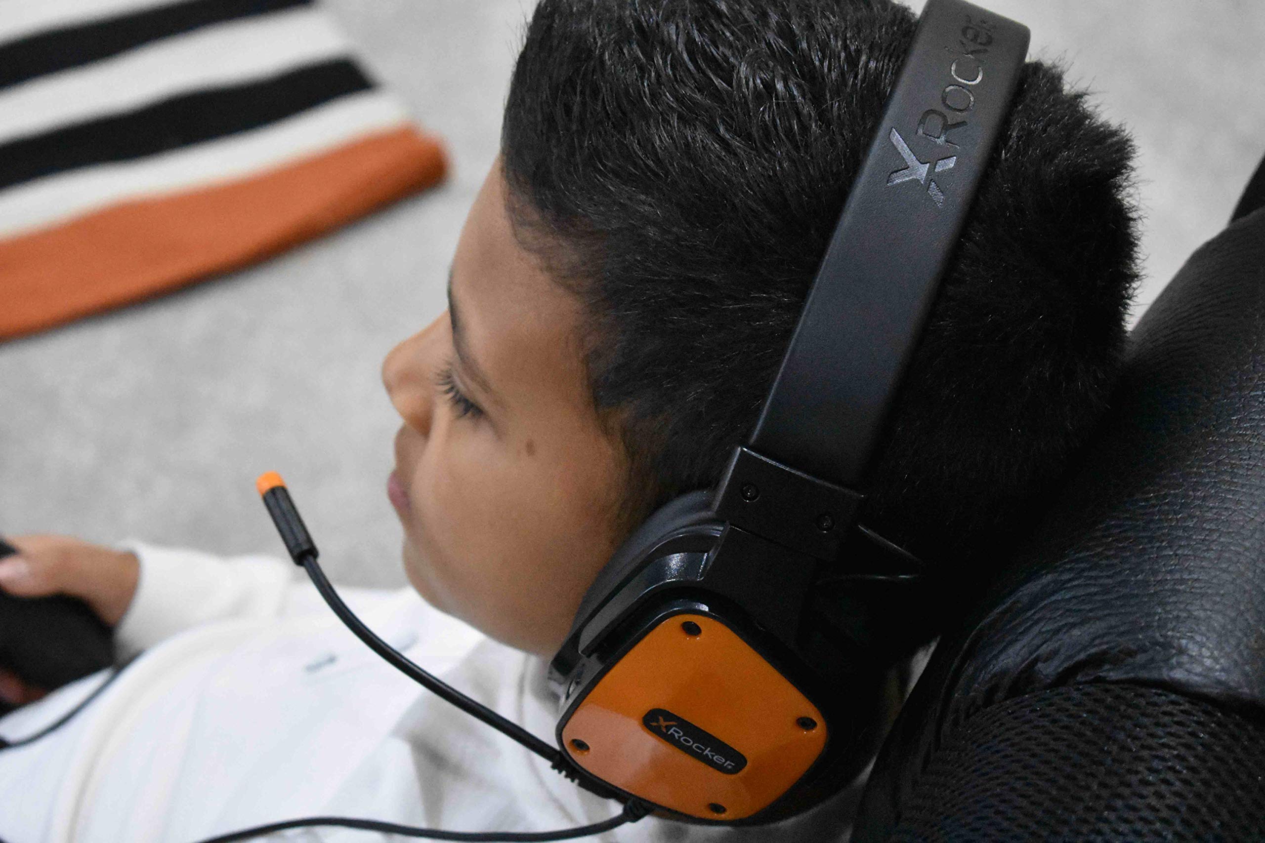 X Rocker Pro Gaming Headset with Microphone - Over-Ear Stereo Headphones for PC, PS5, Xbox & Streaming - Noise Cancelling & Comfortable Ear Cushions (Black/Orange) - Perfect for Esports, Live Streaming & Late-Night Gaming Sessions