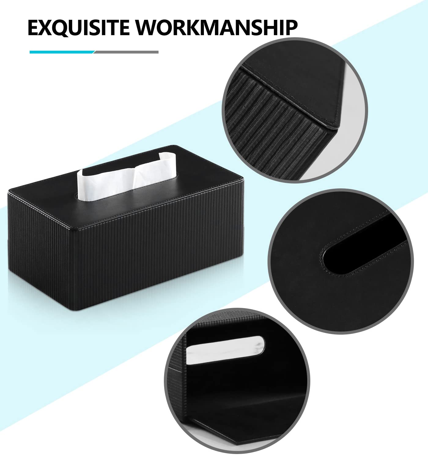 Premium PU Leather Tissue Box Cover with Magnetic Closure - Modern Rectangular Tissue Box Holder for Bathroom, Vanity, Nightstand & Office Desk | Decorative Organizer for Home & Office Use