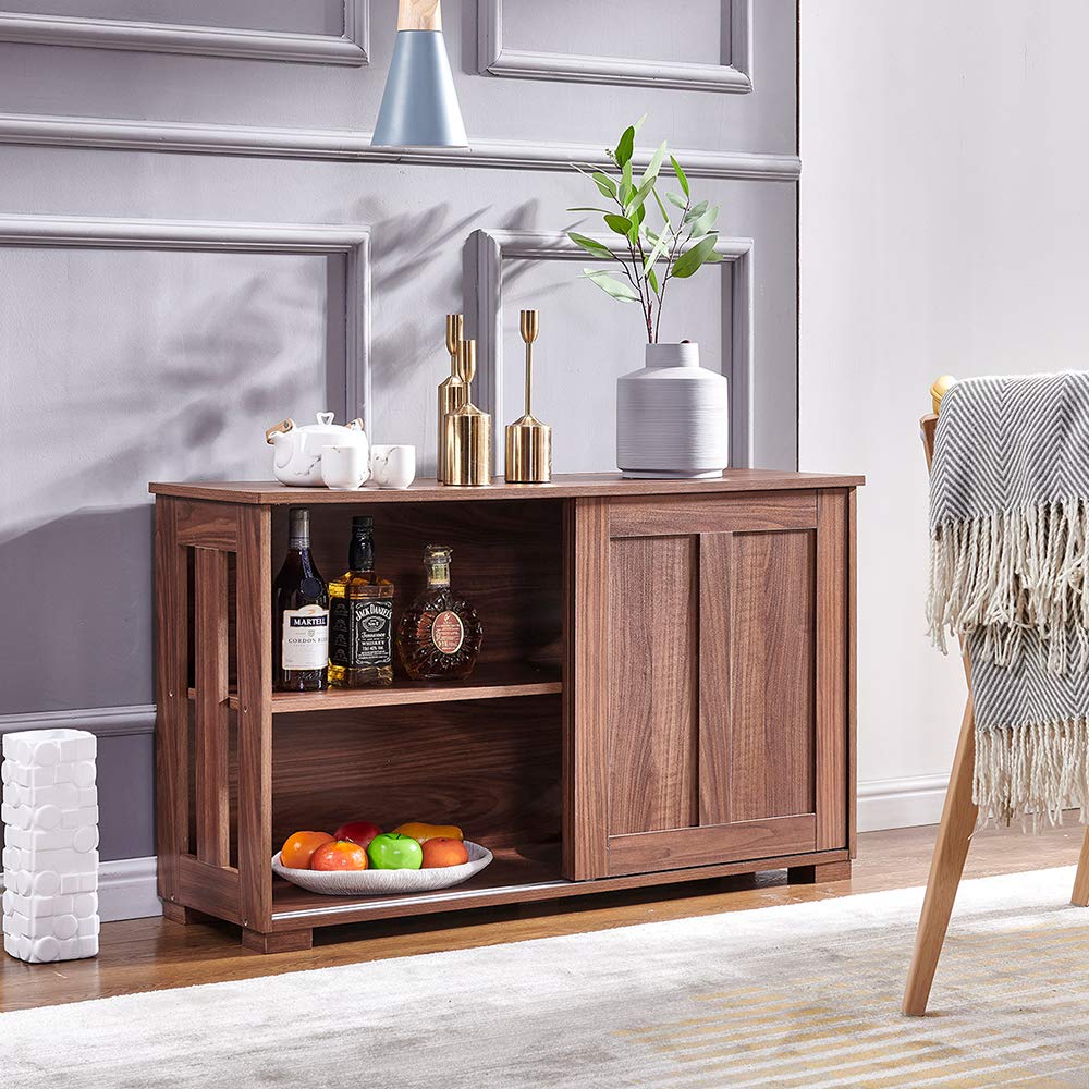 Modern Storage Cabinet Sideboard Buffet Table with Sliding Doors - Kitchen & Dining Room Furniture Organizer for Small Spaces | Perfect for Home Storage, Displaying China, and Entertaining Guests