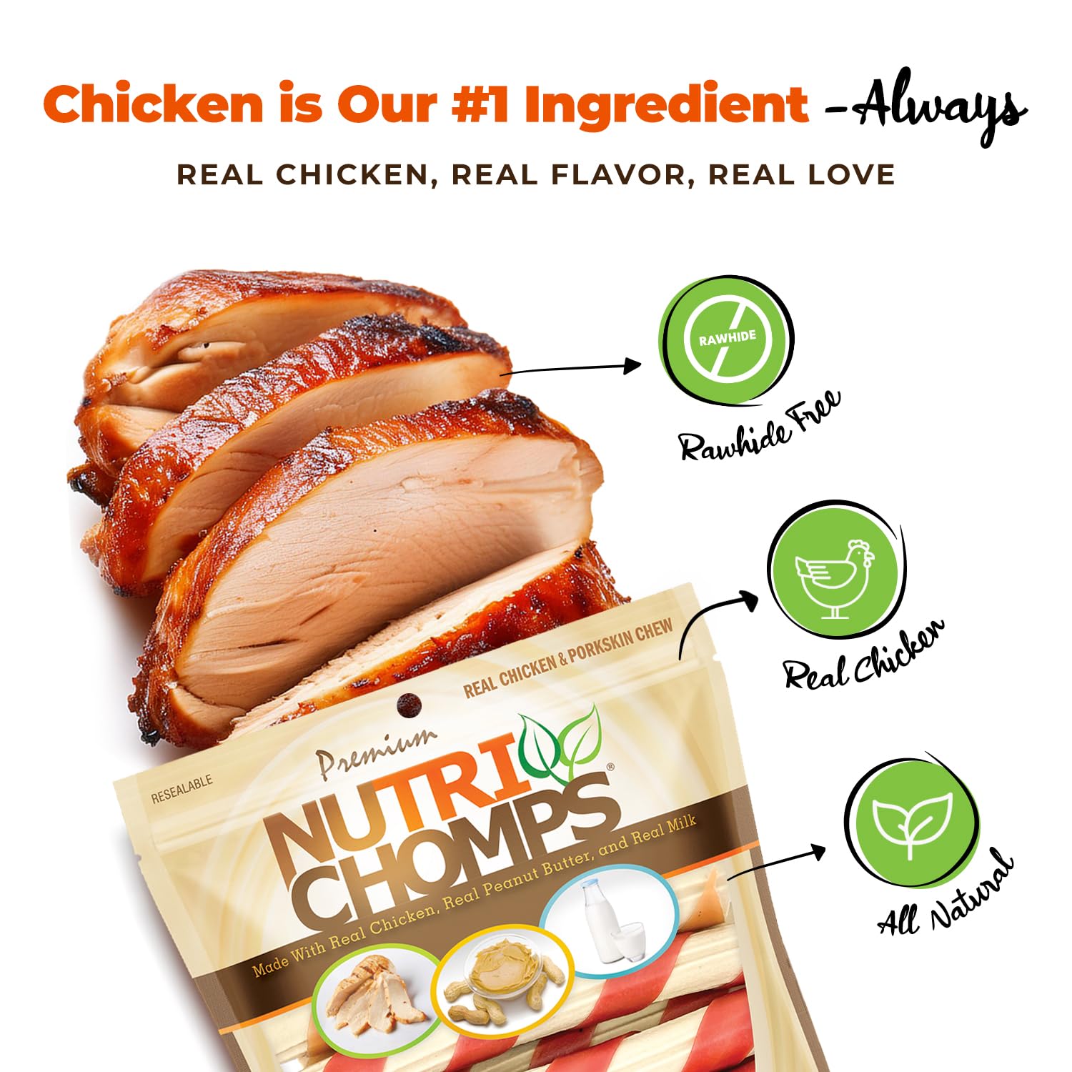 NutriChomps Dog Chews – 6-inch Rawhide-Free Twists, Easy Digestible Dog Treats with Real Chicken, Peanut Butter & Milk Flavors, Healthy Snacks for Dogs (12 Count) | Perfect for Training Rewards, Dental Health & Anxious Chewing
