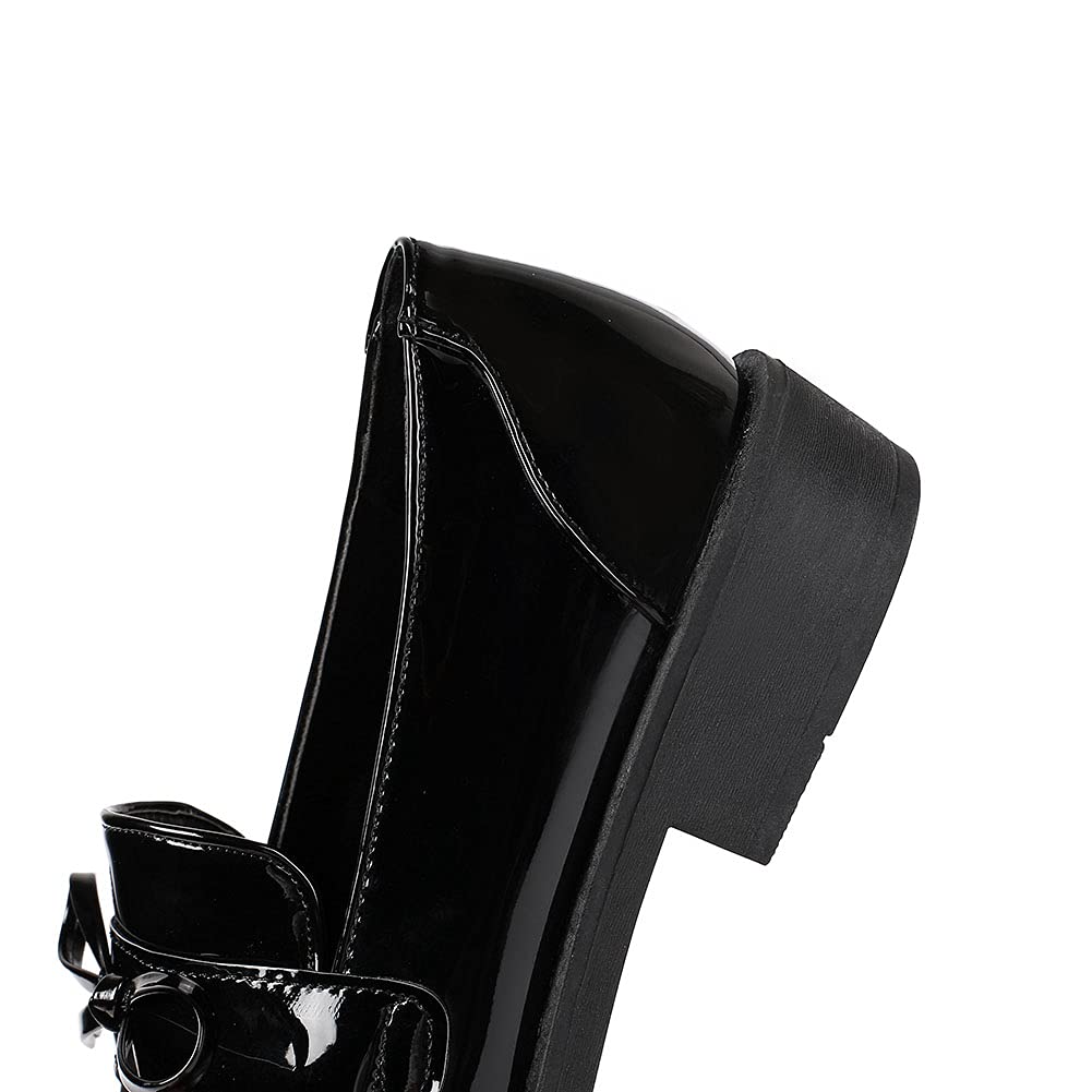 ClassicSter Women's Tassel Patent Leather Loafers - Slip On Uniform Shoes for Work, Office & Professional Outfits