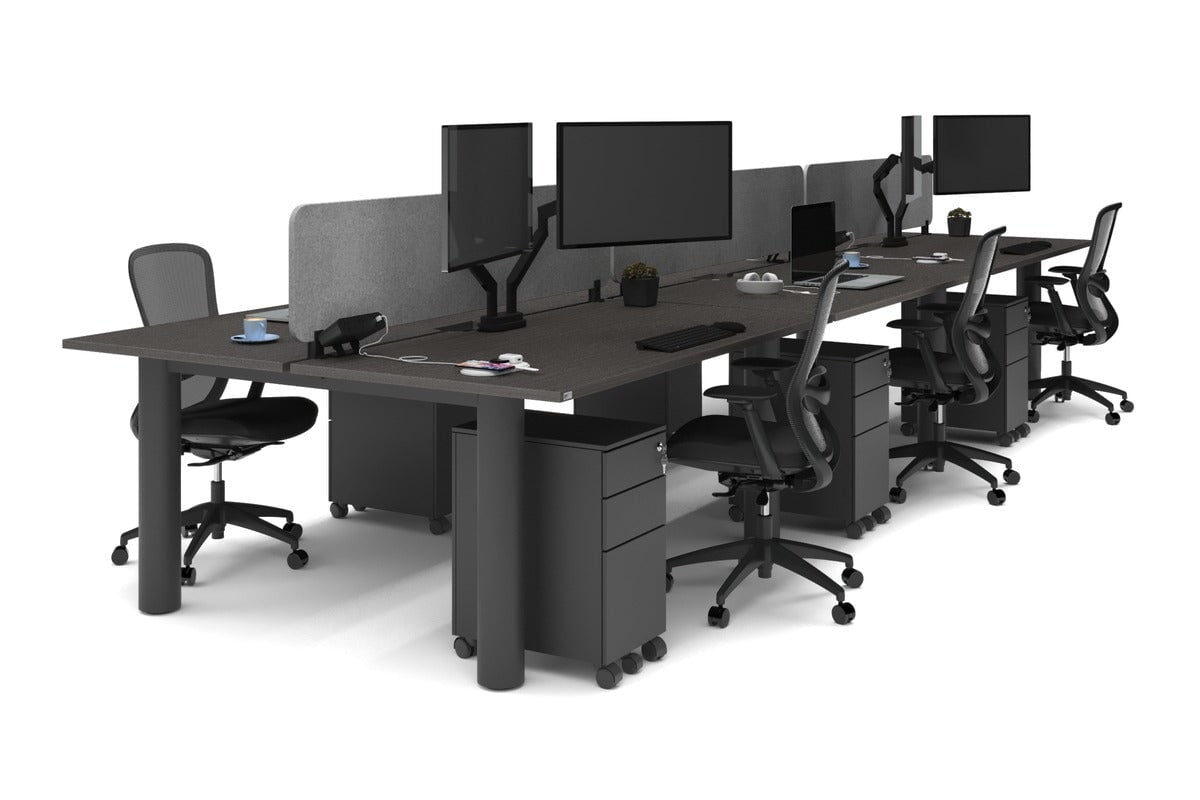 Quadro Cylinder Leg 6-Person Office Workstation Desk - 1800L x 800W with Cable Management - Modern Office Furniture for Collaborative Workspaces & Team Meetings