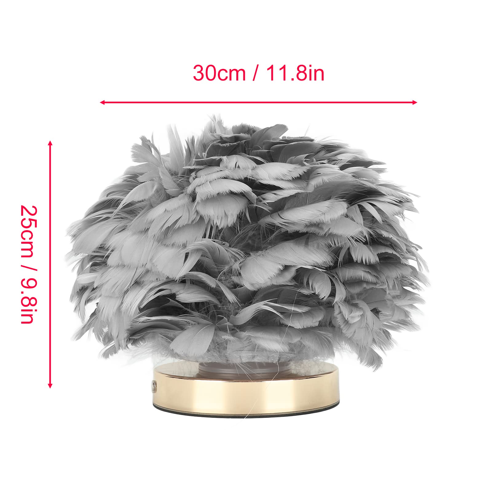 UPQRSG Feather Table Lamp - USB Powered Touch Control LED Night Light with Stepless Dimming for Bedroom, Living Room, Wedding Decor (Grey) | Romantic Ambiance Lighting for Home & Office