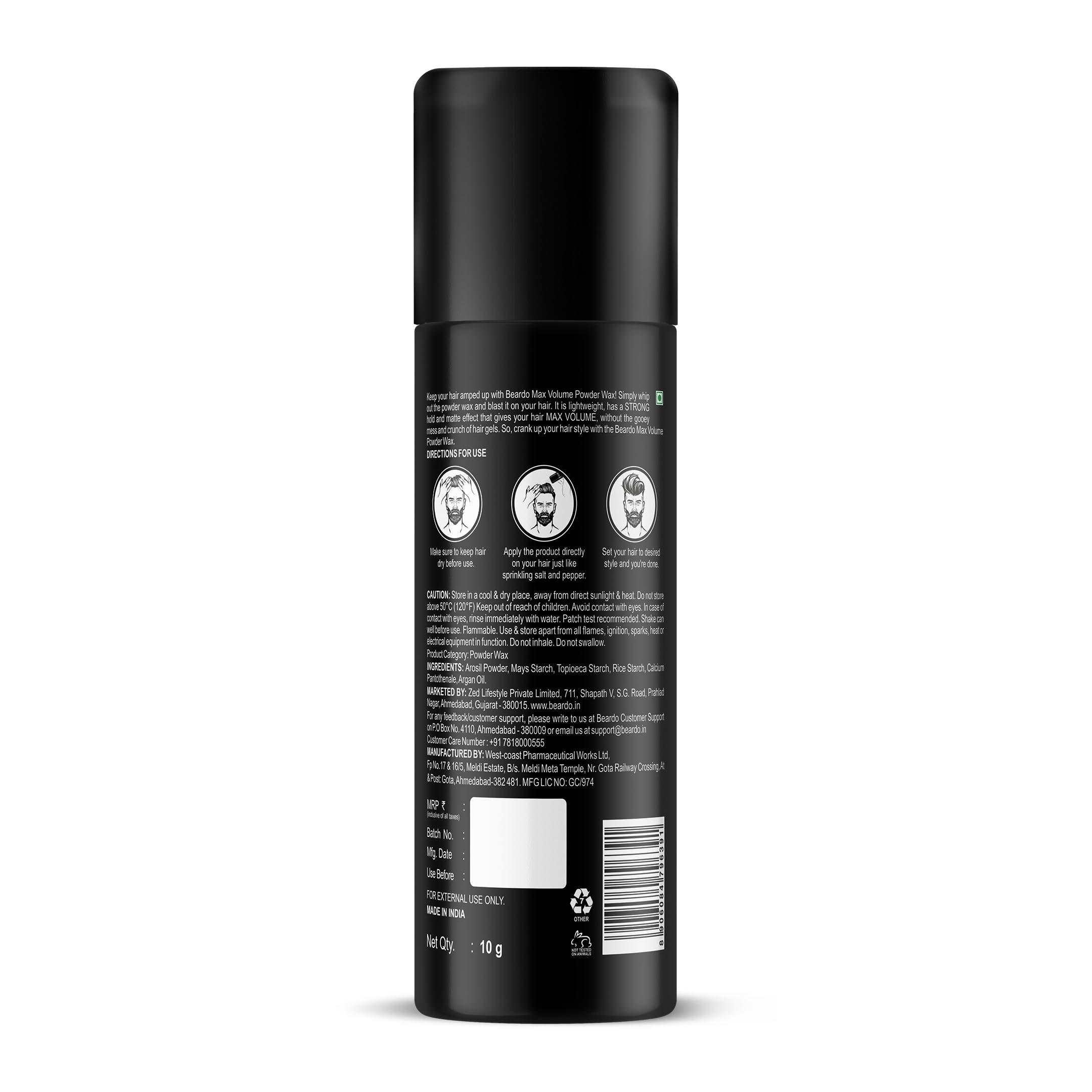 Beardo Max Volume Powder Wax for Men – 10gm Matte Finish Hair Styling Wax with Strong Hold | Restylable Volumizing Powder for Instant Lift & Lightweight Texture | Perfect for Daily Styling, Special Occasions & Thin Hair
