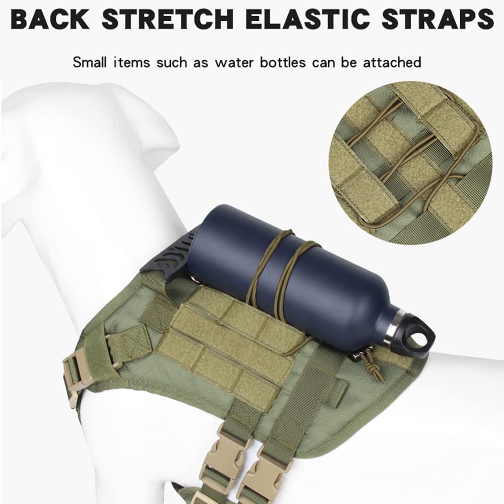 Tactical Dog Harness for Large & Medium Dogs - No Pull Military Vest with MOLLE Panel & Handle - Service Dog Gear for Hiking, Training, Hunting & Walking (L, Green) - Perfect for Outdoor Adventures & Working Dogs
