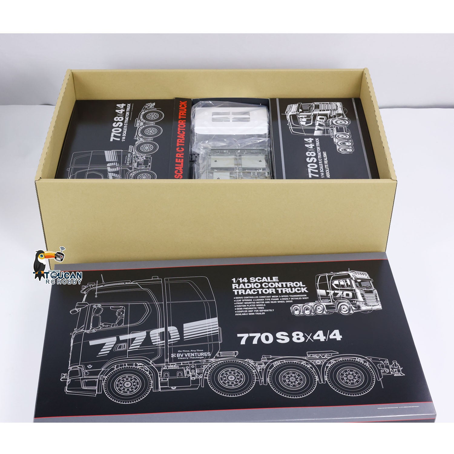 Pre Order 1/14 8X4 770S 56371 RC Tractor Truck Radio Control Car - Unassembled Unpainted Model Kit with 3-Speed Gearbox & Motor | Perfect for Hobbyists, Collectors, and RC Enthusiasts | Great for DIY Projects, Gifts, and Off-Road Simulation Play