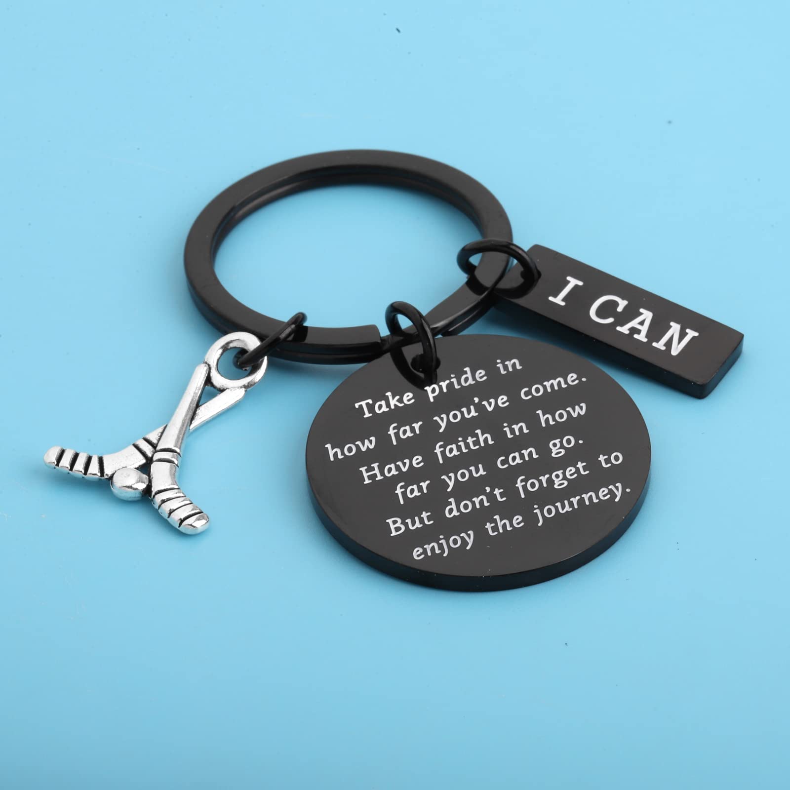 FUSTMW Hockey Player Keychain - Inspirational Ice Hockey Gift for Boys & Girls - Perfect for Team Players, Seniors & Hockey Fans - Great for Game Days, Tournaments & Sports Enthusiasts