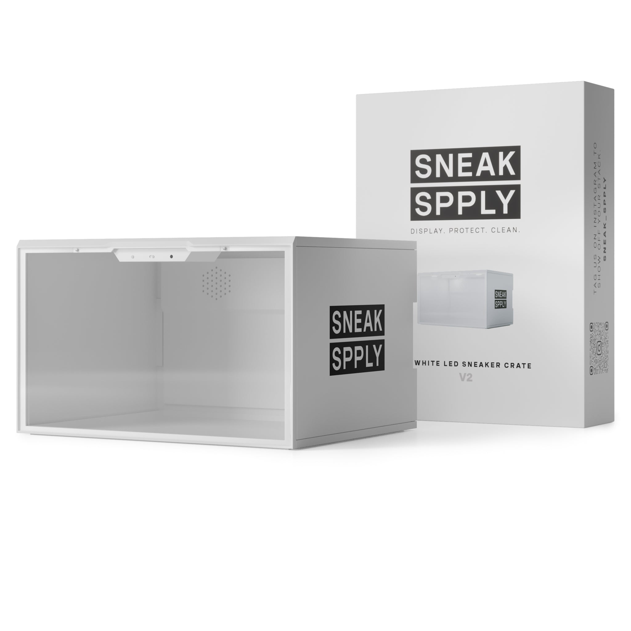 LED Storage Crate with Stackable Design - White Sneak Supply V2 | Perfect for Home Organization, Closet Storage & Kids Toy Box