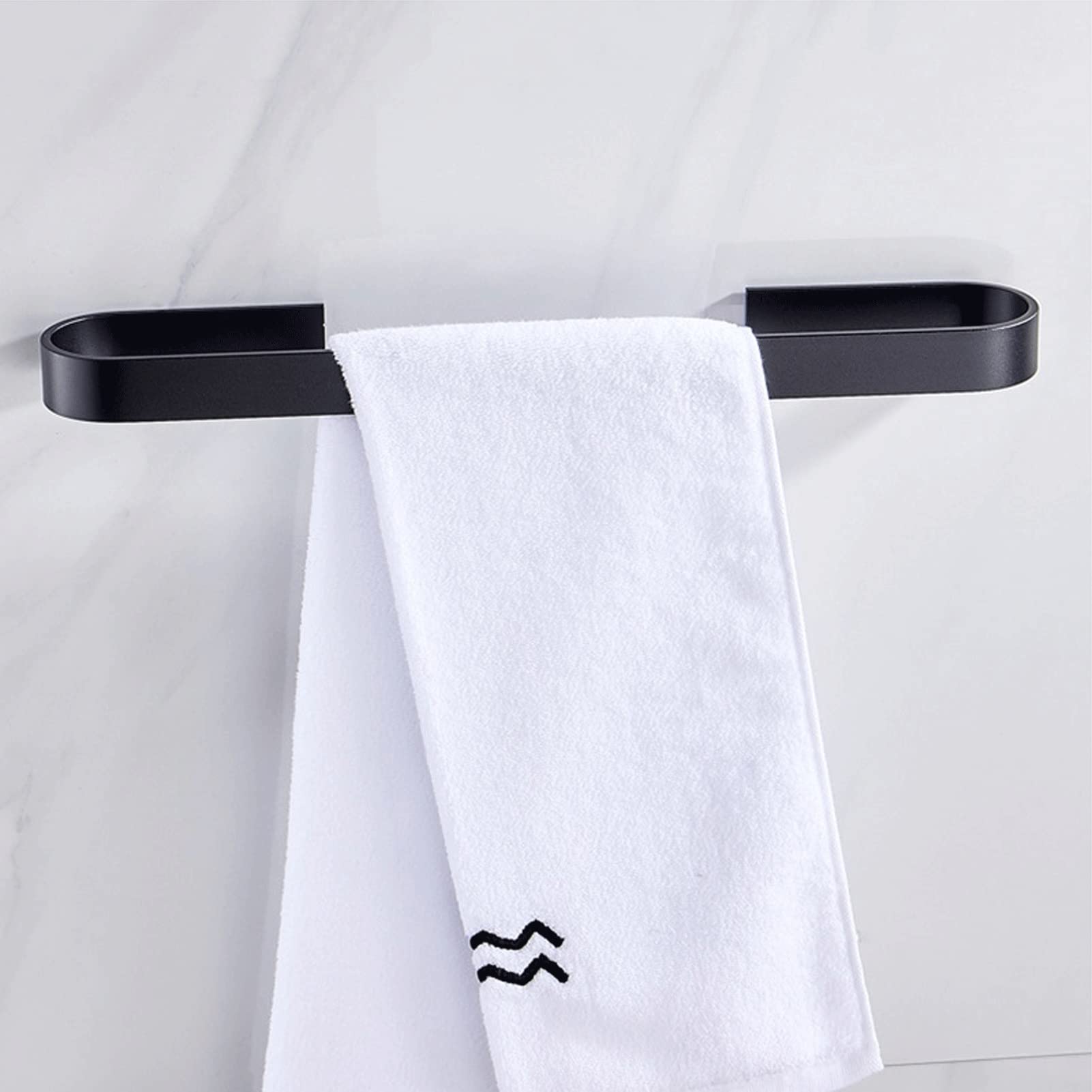 25/45cm Wall Mounted Aluminum Towel Bar - Bathroom & Kitchen Towel Hanger Holder Rack with Storage Shelf | Space Saving Organizer for Small Bathrooms, Apartments & Dorm Rooms (25cm Black)