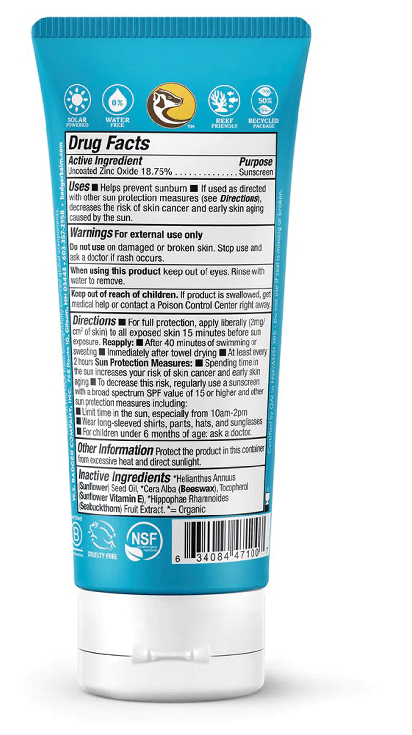 Badger Clear Zinc Sunscreen SPF 30 - Natural Mineral Sunscreen for Face & Body | Broad Spectrum UVA/UVB Protection | Water-Resistant & Reef-Safe | Perfect for Outdoor Activities, Beach & Daily Use