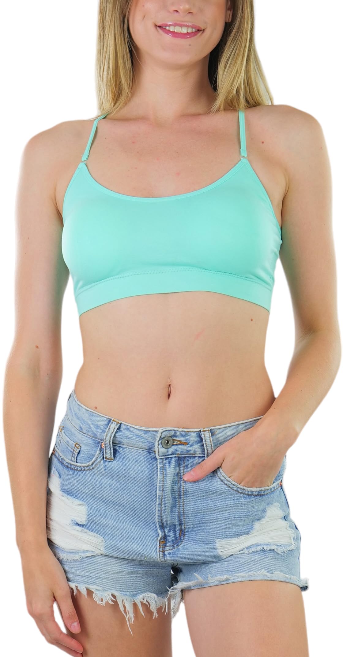 ToBeInStyle Women's Seamless Spaghetti Strap Sports Bra - Supportive Active Wear for Yoga, Running & Gym Workouts - Comfortable Workout Top for Fitness & Daily Wear
