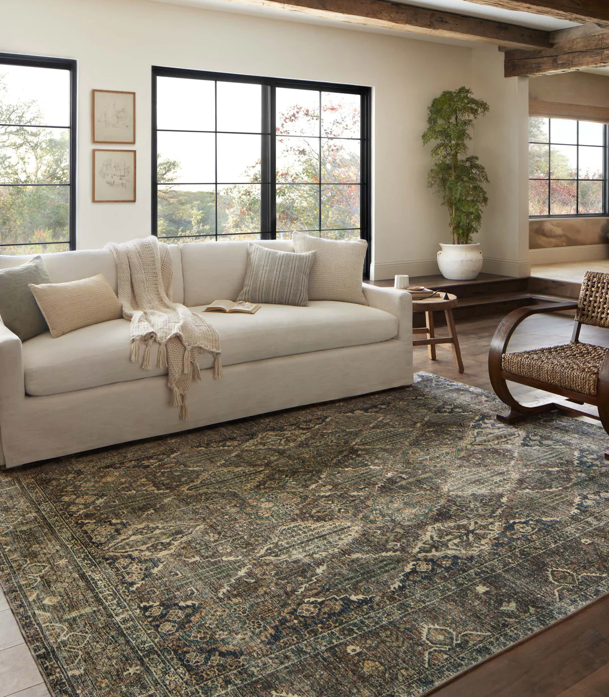 Premium Banks Spice & Blue Rug - Soft, Durable, Non-Slip Area Rug for Living Room, Bedroom, or Office - Perfect for Home Decor and Comfort