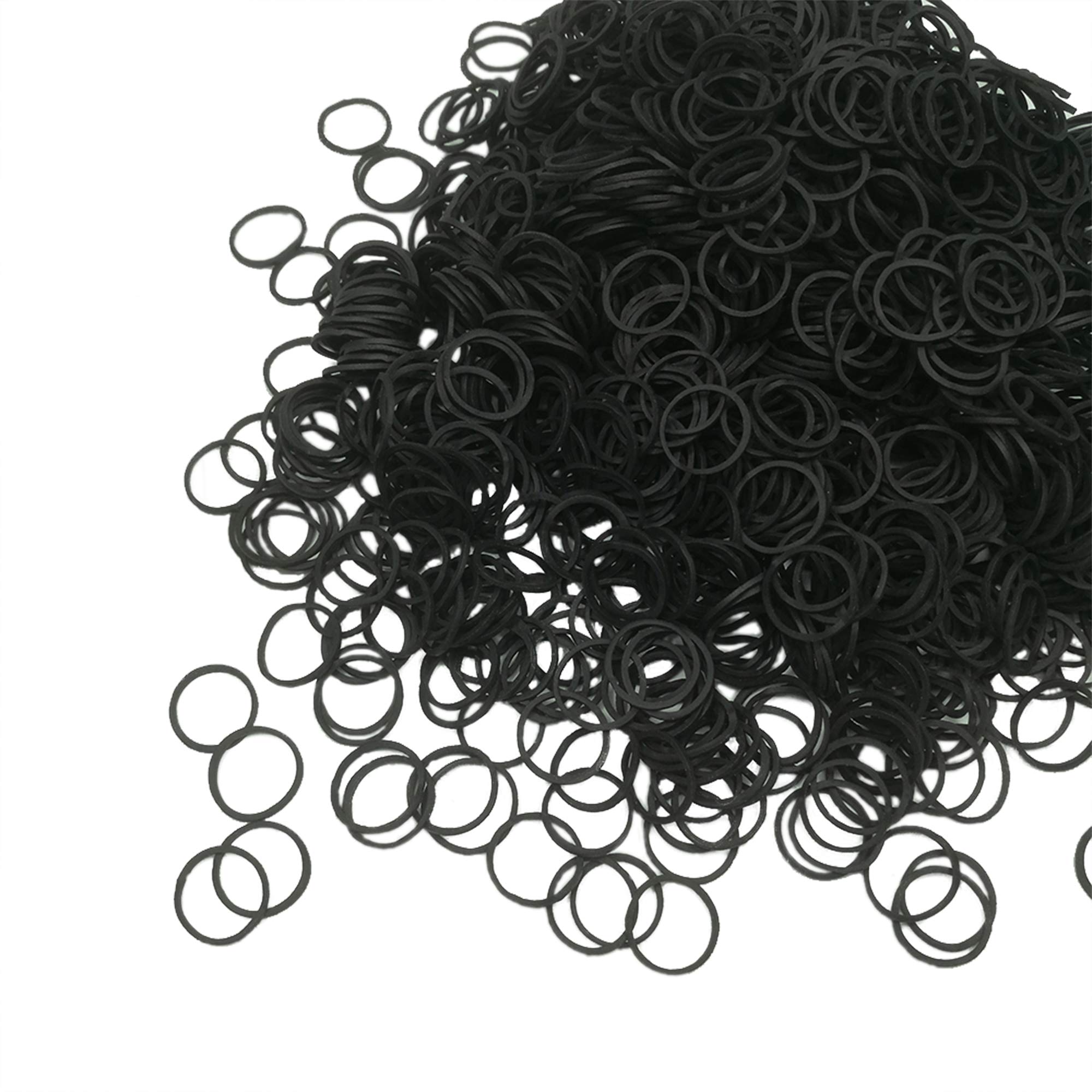 Mini Rubber Bands for Hair - 1000pcs Soft Elastic Hair Ties for Kids Braids, Wedding Hairstyles & DIY Crafts - Premium Tiny Black Rubber Bands for Hair Styling, Dental Flossing & Office Organization