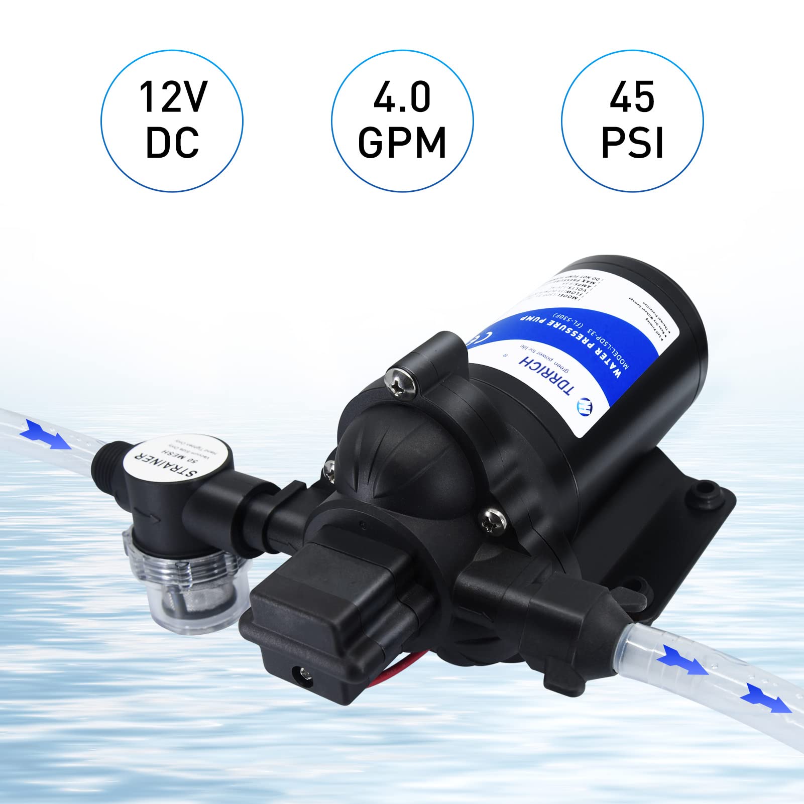 12V Water Pressure Booster Pump for RV - 4GPM 45PSI Self-Priming Diaphragm Transfer Pump | Portable Power Water Pump for Boats, Campers, Garden Hose, Lawn Sprinkler & Irrigation Systems | Ideal for Outdoor, Marine & Home Water Pressure Solutions