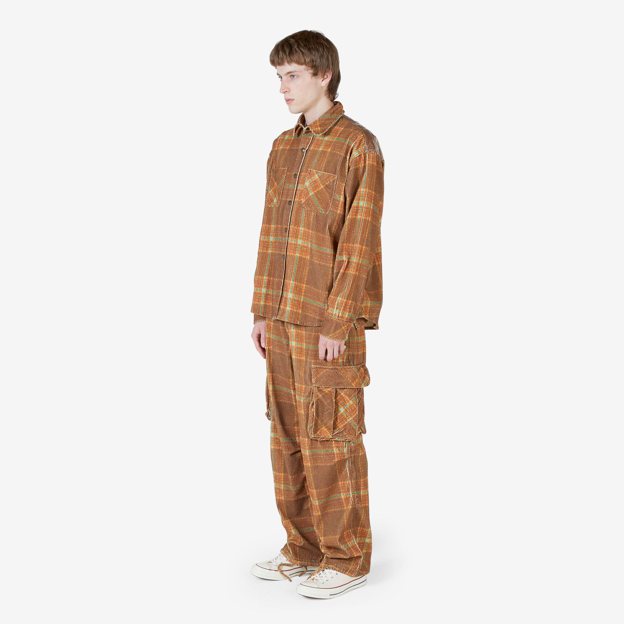 Corduroy Printed Cargo Pants for Men - Grey Brown Casual Trousers with Multiple Pockets | Perfect for Outdoor Adventures, Streetwear & Everyday Comfort