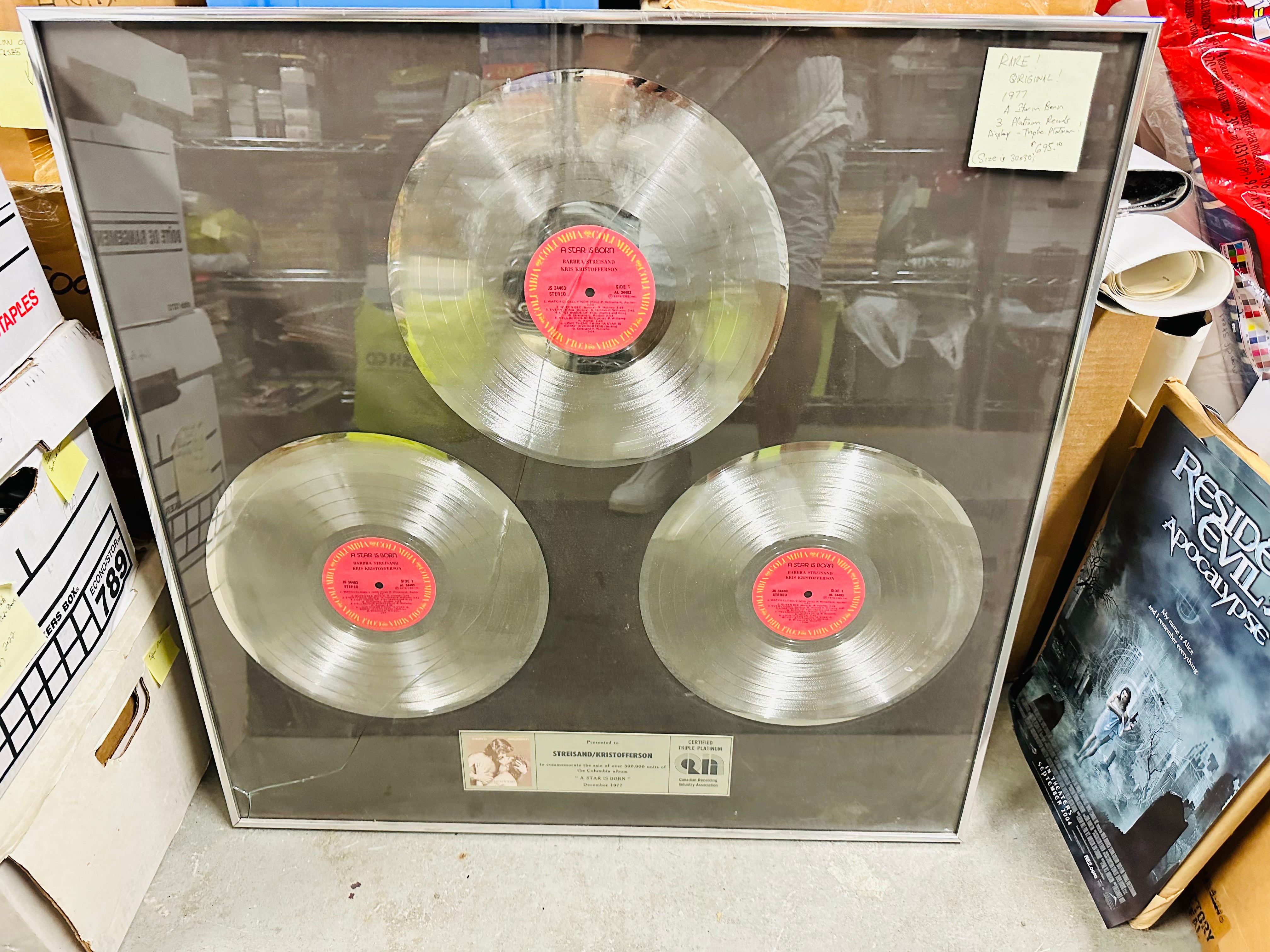 Rare A Star is Born 1977 Triple Platinum Records Set - Framed Display for Music Collectors & Movie Fans - Perfect for Home Theater, Man Cave, or Gift
