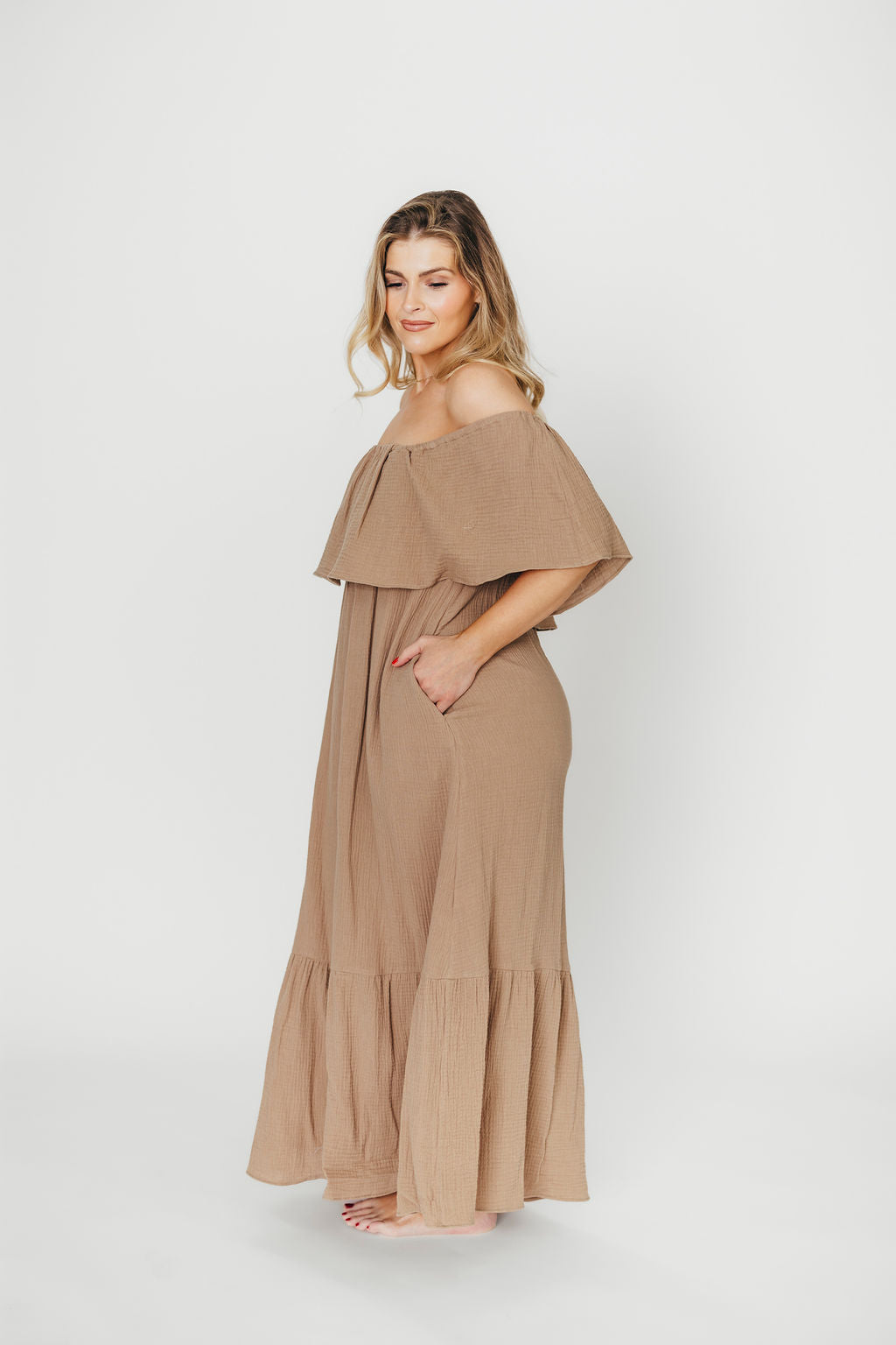 Josie 100% Cotton Maxi Dress in Dry Thyme - Bump & Nursing Friendly Maternity Dress for Pregnancy & Breastfeeding | Perfect for Casual Outings, Beach Vacations & Summer Wear