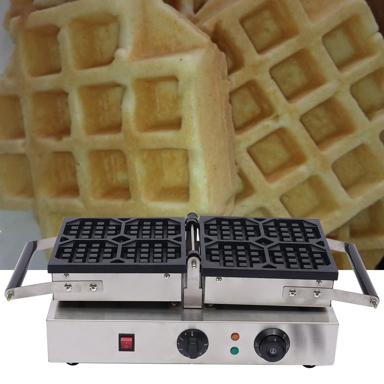 DNYSYSJ 4-Slice Mini Waffle Maker Machine - Commercial Electric Waffle Iron with Nonstick Coating & Stainless Steel Body - Perfect for Breakfast, Brunch, Cafes, and Home Cooking