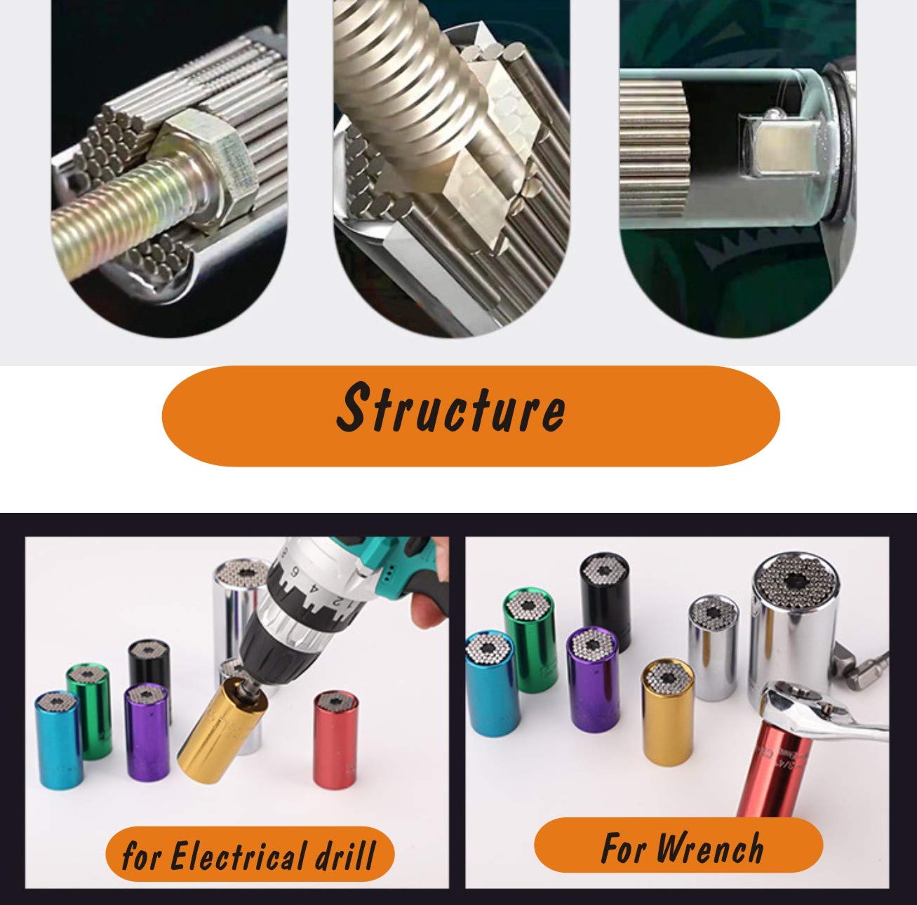 Self-Adjusting Universal Socket Wrench Set - Multi-Size Gold Tool for Home DIY & Gifts
