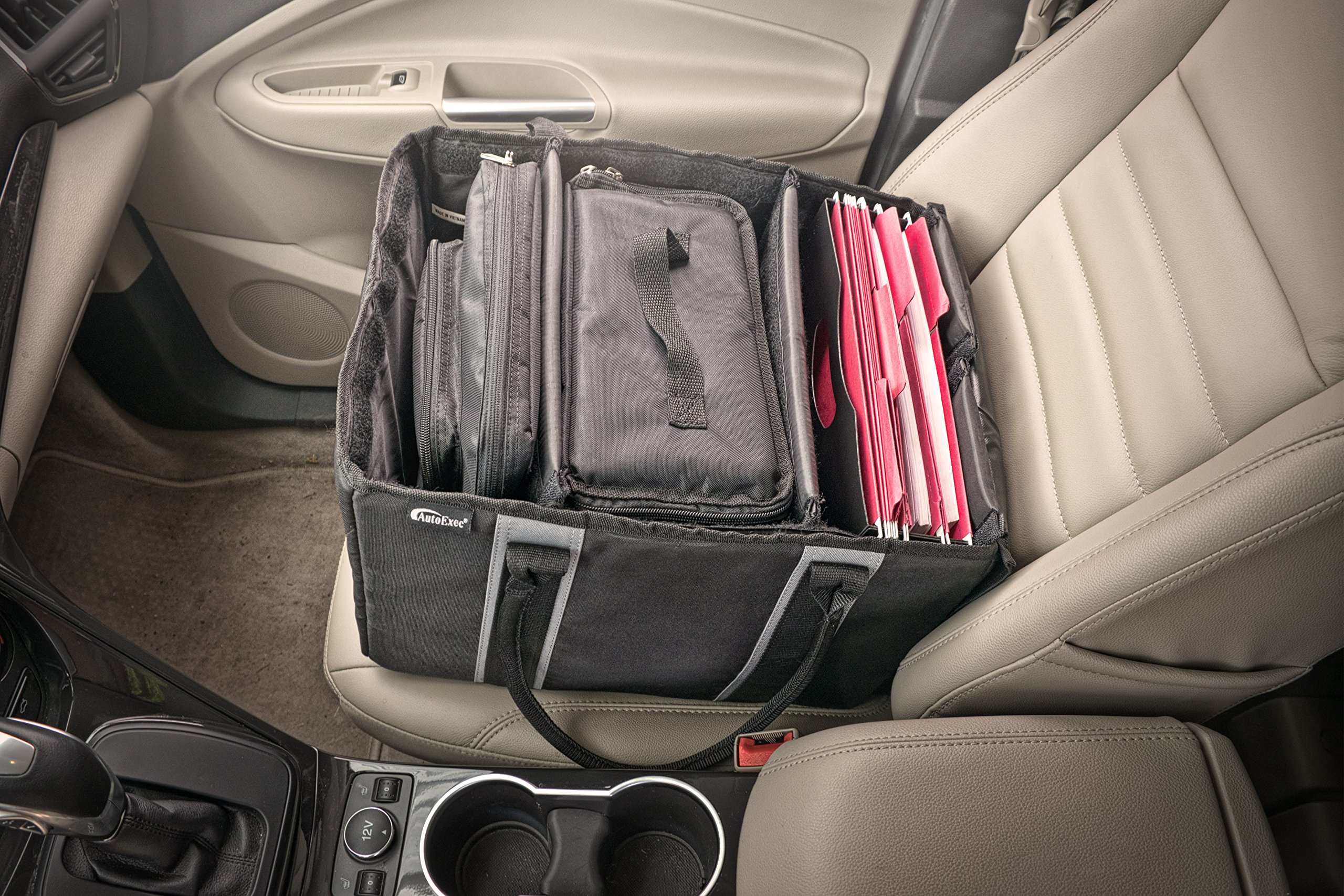 AutoExec AUE14009 Black File Tote Organizer with Insulated Cooler Bag & Tablet Case - Perfect for Office, Travel, and Business Professionals