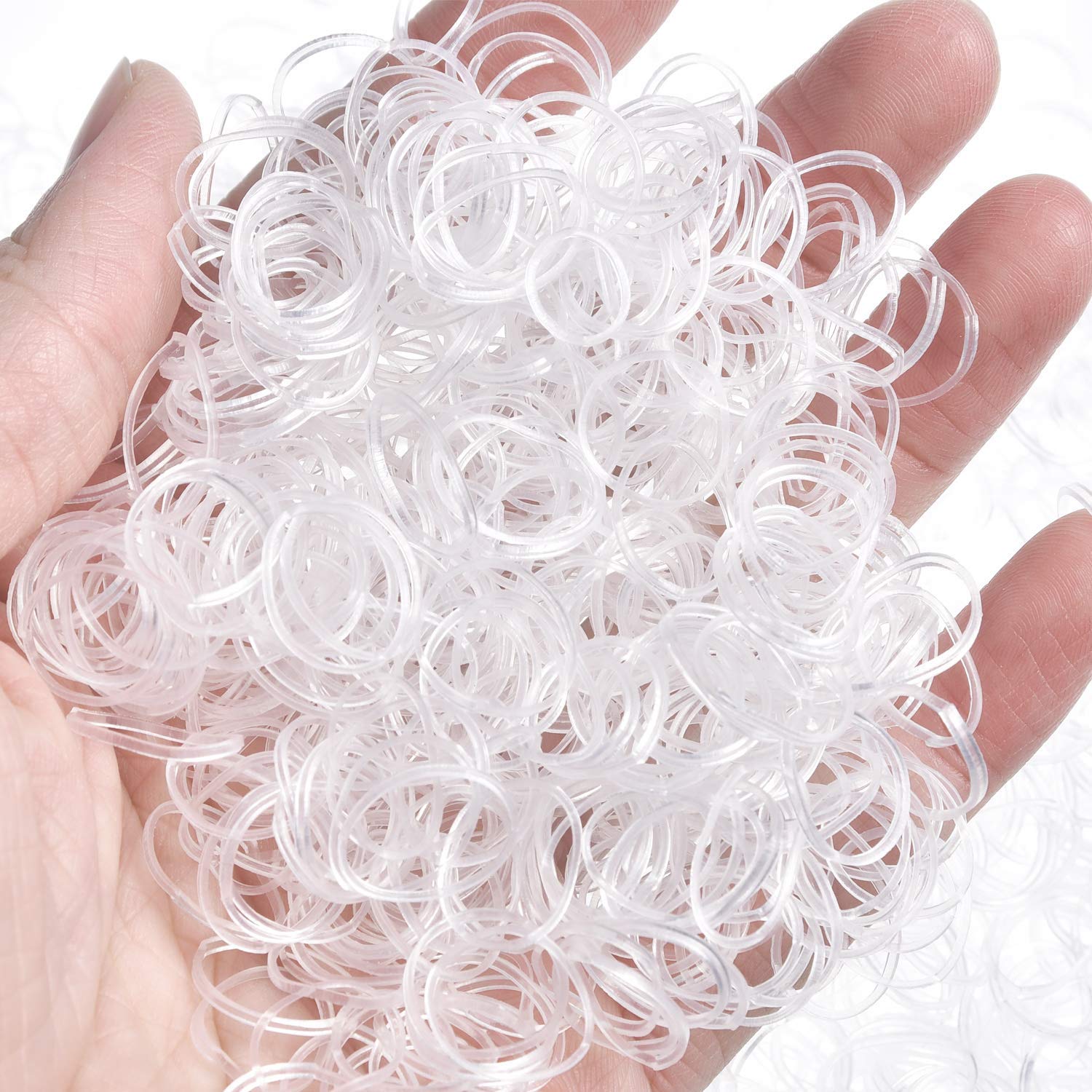 1000 Mini Soft Elastic Rubber Bands for Kids Hair Braiding - Clear Hair Ties for Braids, Ponytails & DIY Crafts - Perfect for School, Parties & Hair Styling