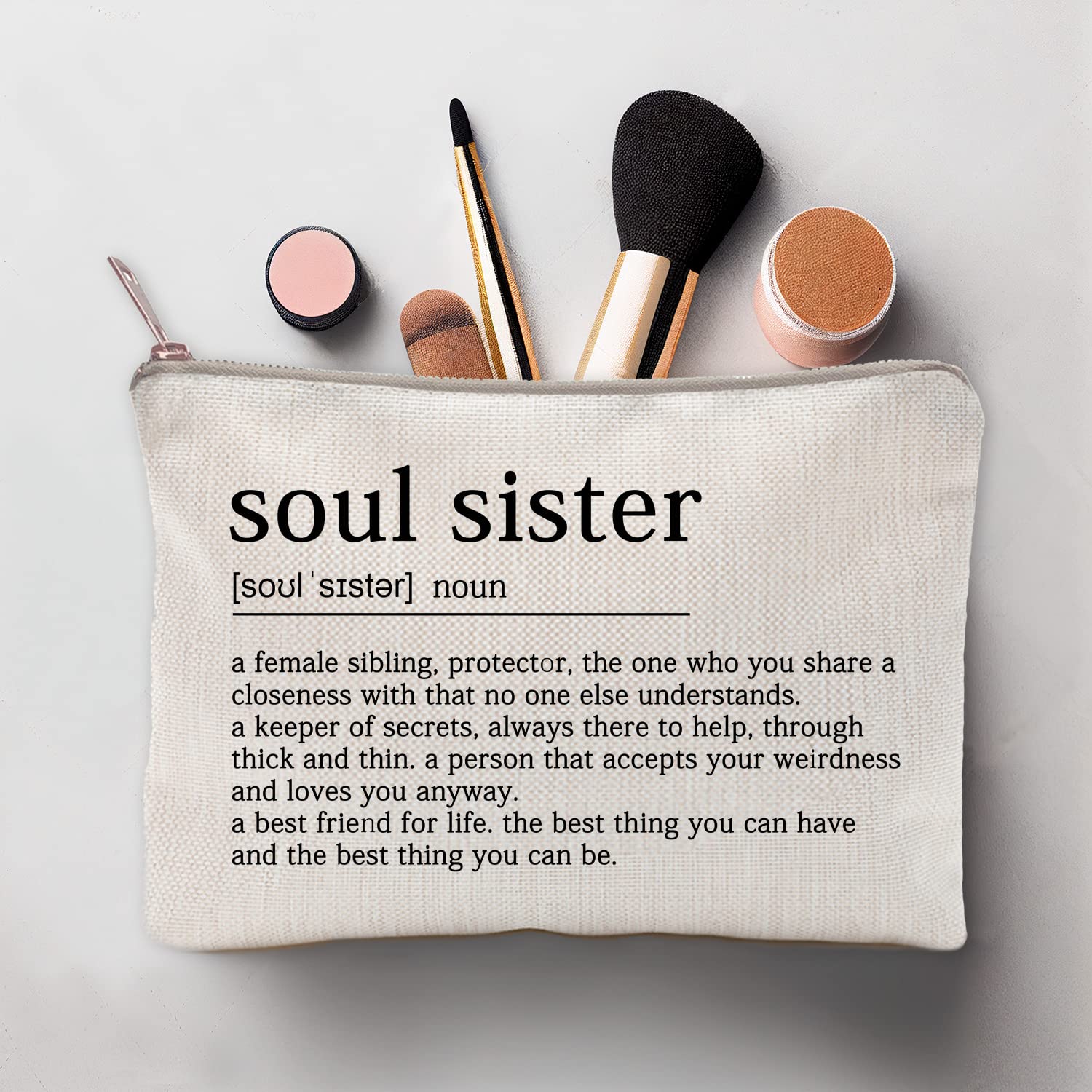 Soul Sister Makeup Bag - Cosmetic & Toiletry Case for Best Friend Birthday Gift - Perfect for Travel & Daily Use