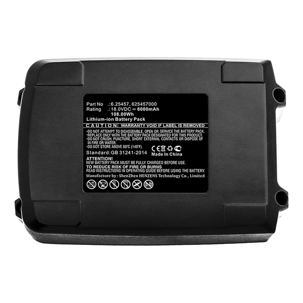 Synergy Digital 18V 6000mAh Li-ion Replacement Battery for Metabo BS18 LTX Power Tools - Ultra High Capacity, Long Lasting Performance - Perfect for Drilling, Sawing, and Construction Projects