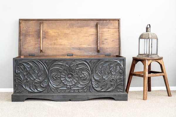 Handmade Charcoal Wooden Blanket Box - Handcrafted Storage Trunk for Blankets, Pillows & Bedding | Perfect for Bedroom, Living Room & Nursery Organization