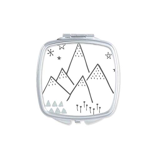 DIYthinker Portable Compact Pocket Mirror - Double Sided Glass with Leaves Mountain Grass Star Pattern for Makeup, Travel, and Everyday Use