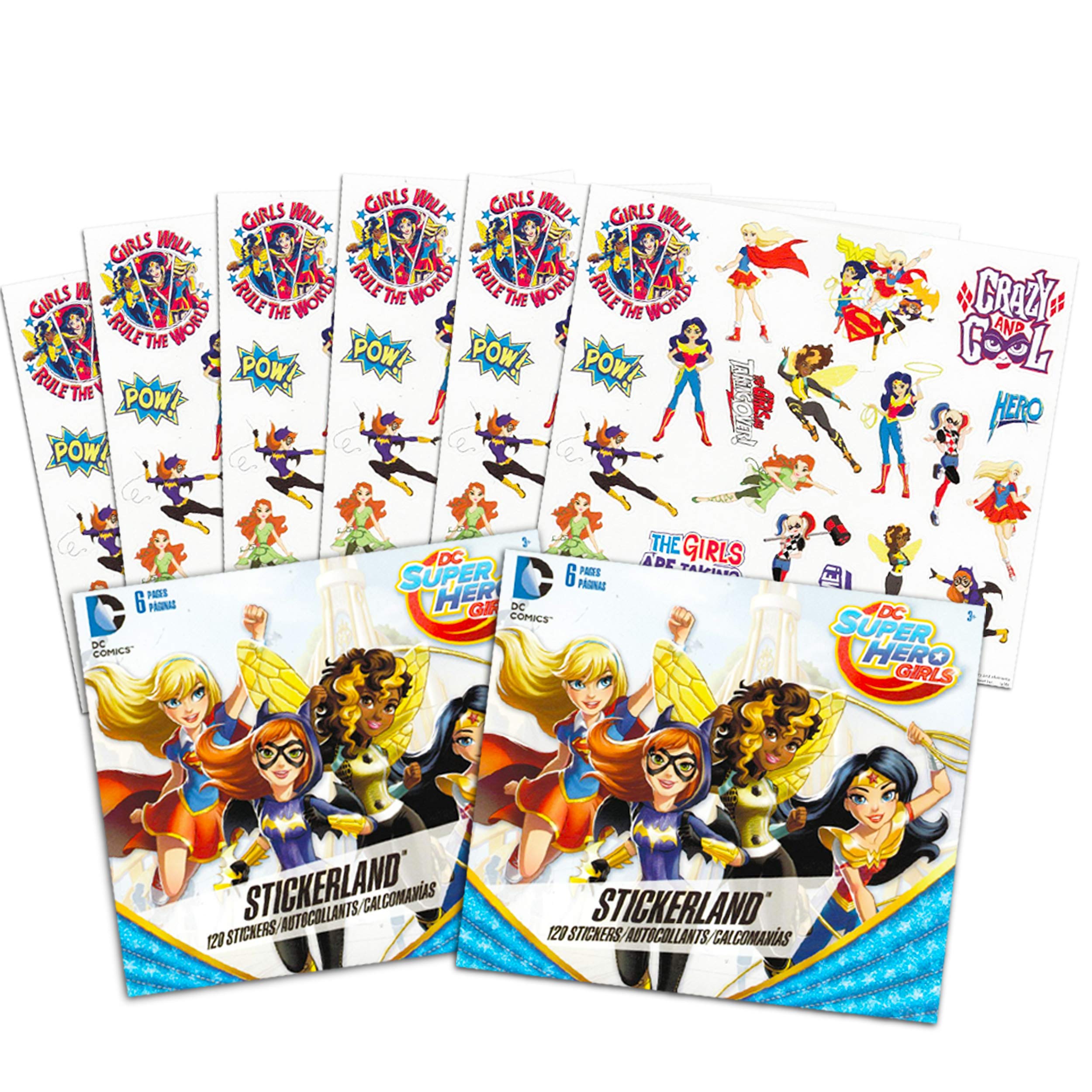 DC Super Hero Girls Temporary Tattoos & Stickers Party Pack - 75 Tattoos + 150 Stickers Set with Supergirl, Batgirl, Wonder Woman | Perfect for Birthday Parties, School Rewards, Goodie Bags & Kids Collectibles