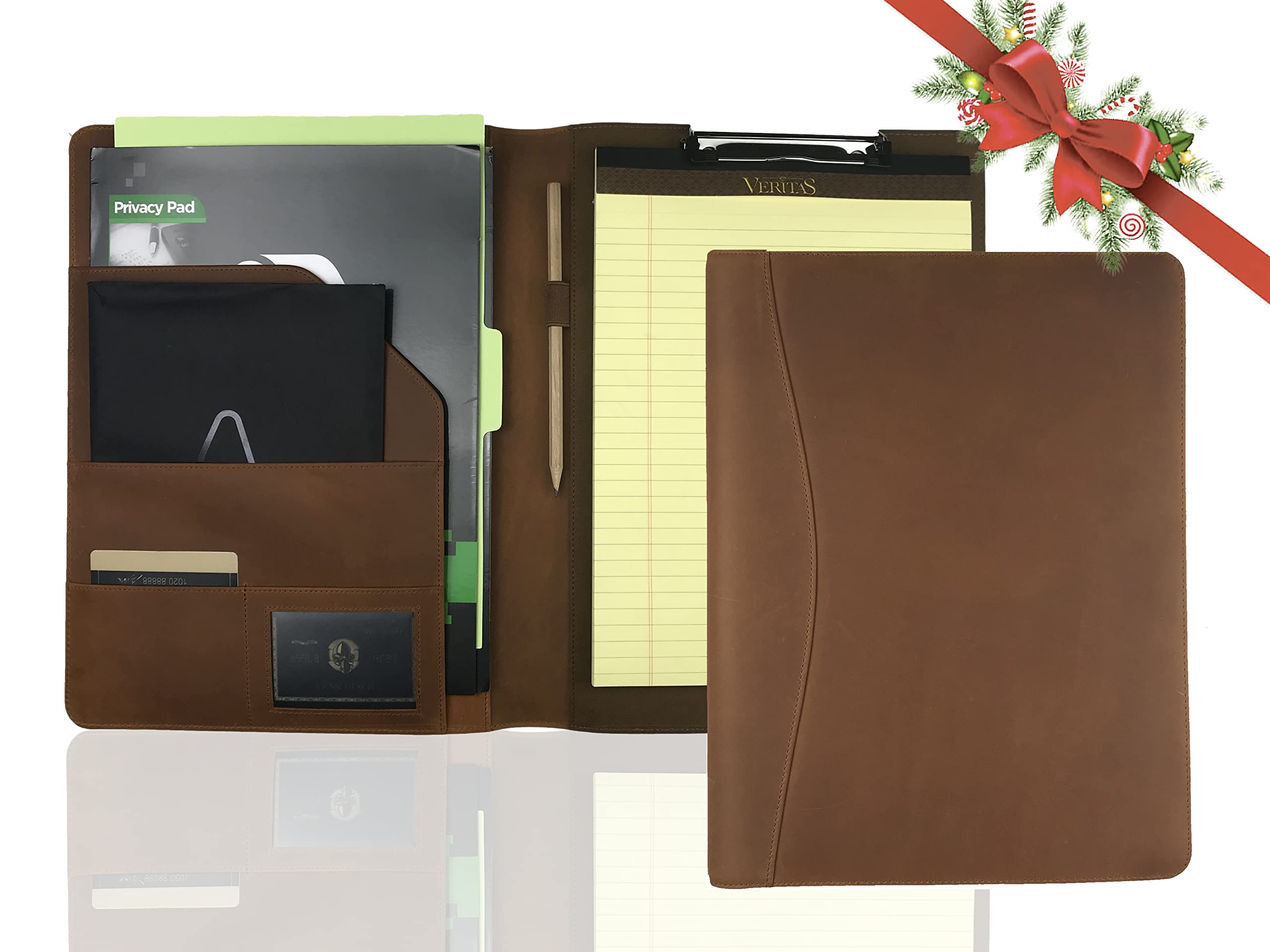 Genuine Leather Clipboard Folder - Professional A4 Letter Size Portfolio for Legal Pad, Writing Pad & Notepad - Perfect Office Organizer for Men & Women (Tan) - Ideal for Meetings, Presentations & Daily Office Use
